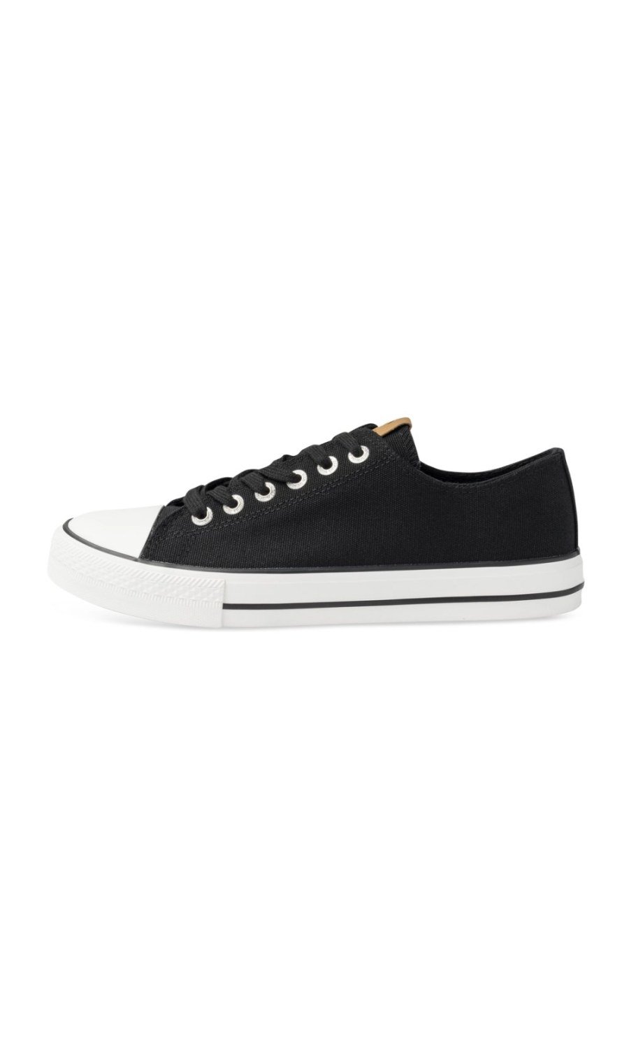 Black canvas sneakers with toe cap