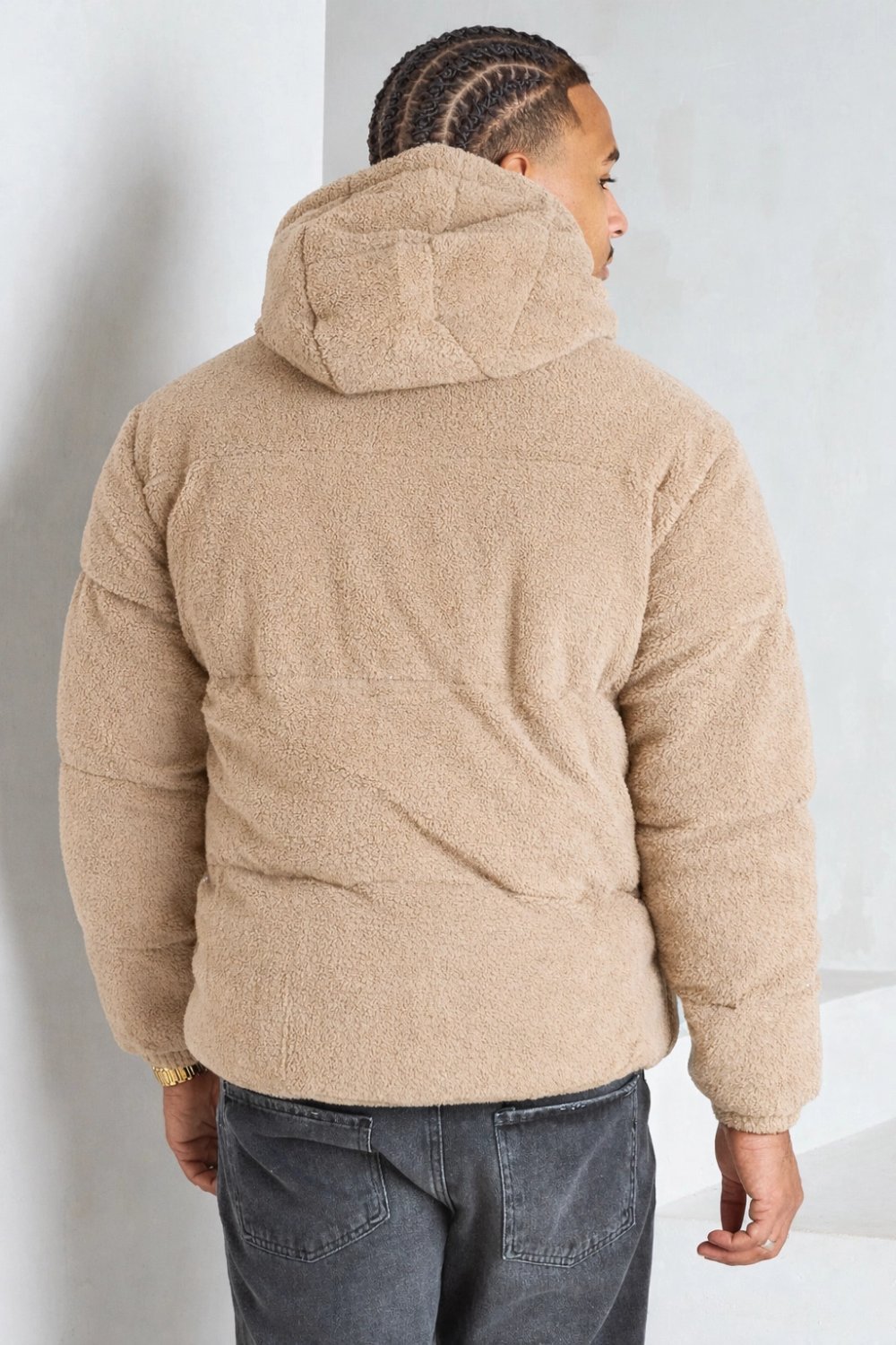 Doudoune polaire b col montant beige