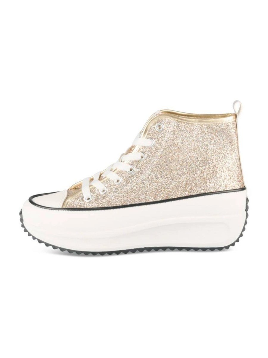 Gold glitter high-top sneakers