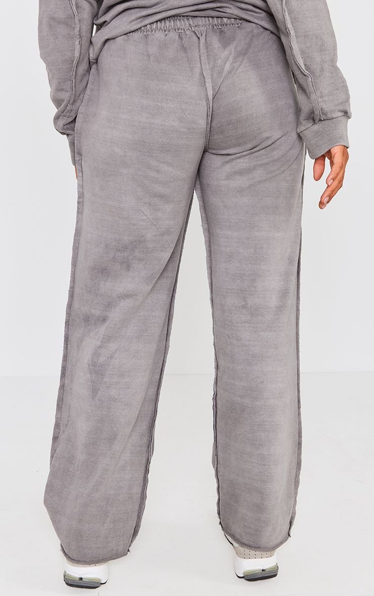 Washed raw seam wide flared joggers