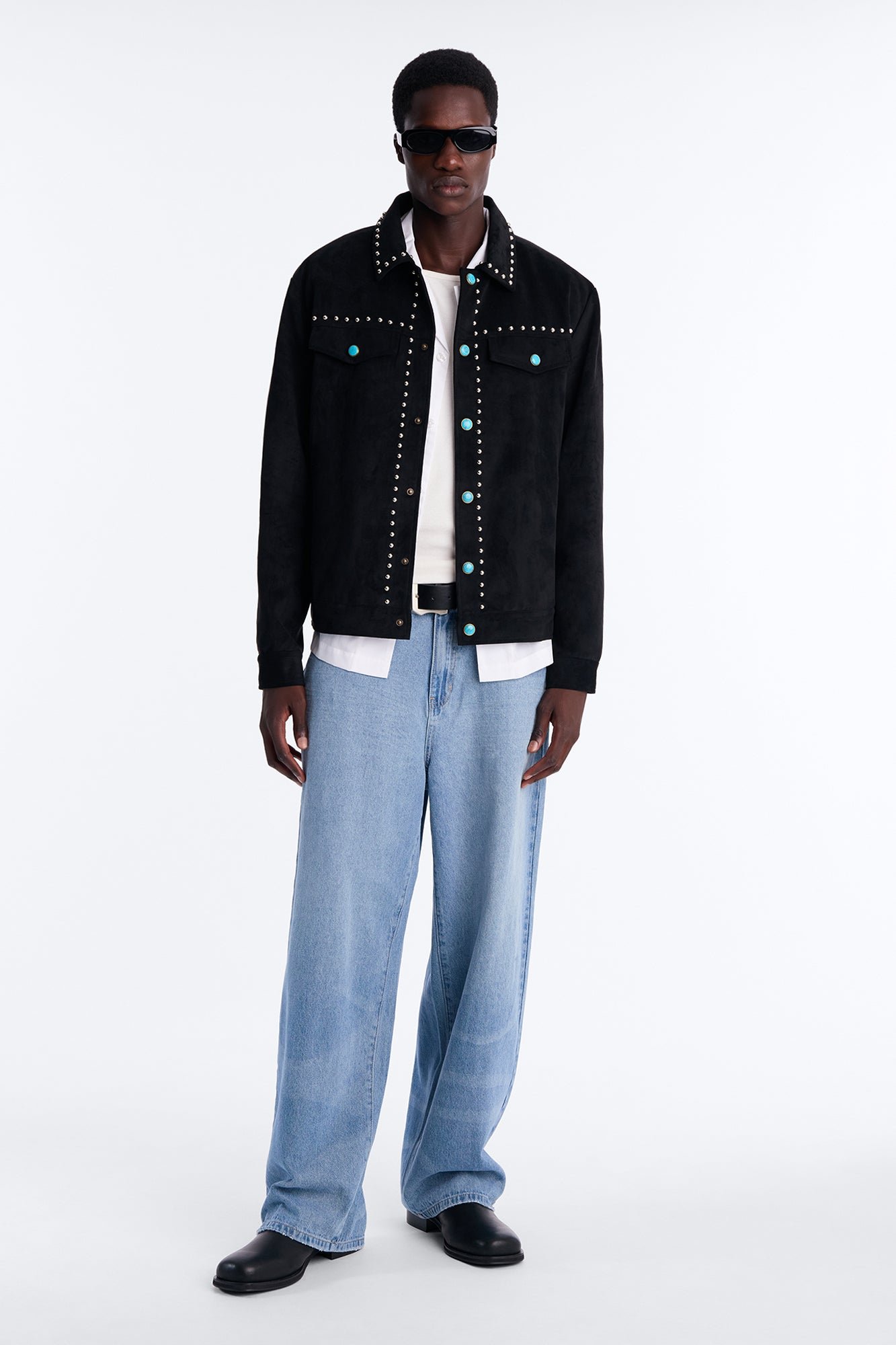 Veste trucker microsuède b clous