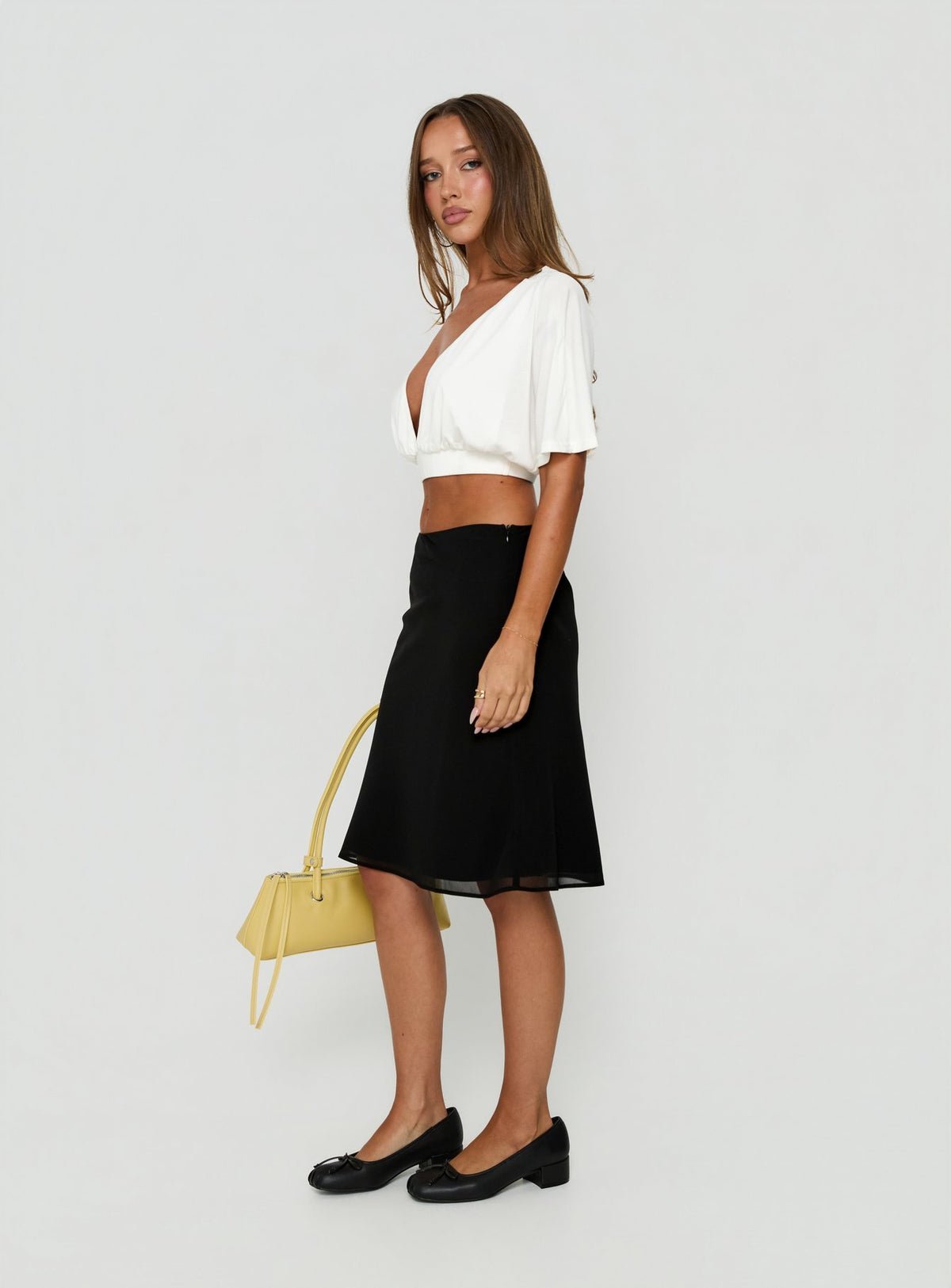 Jupe mi-longue taille basse