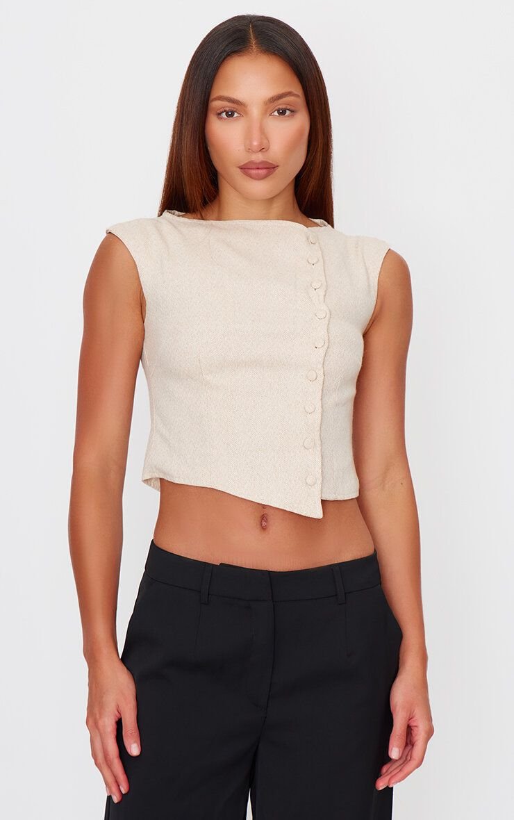 Gilet sans manches tissé à encolure bateau