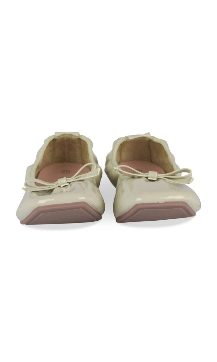 Sage green patent-look bow ballerinas