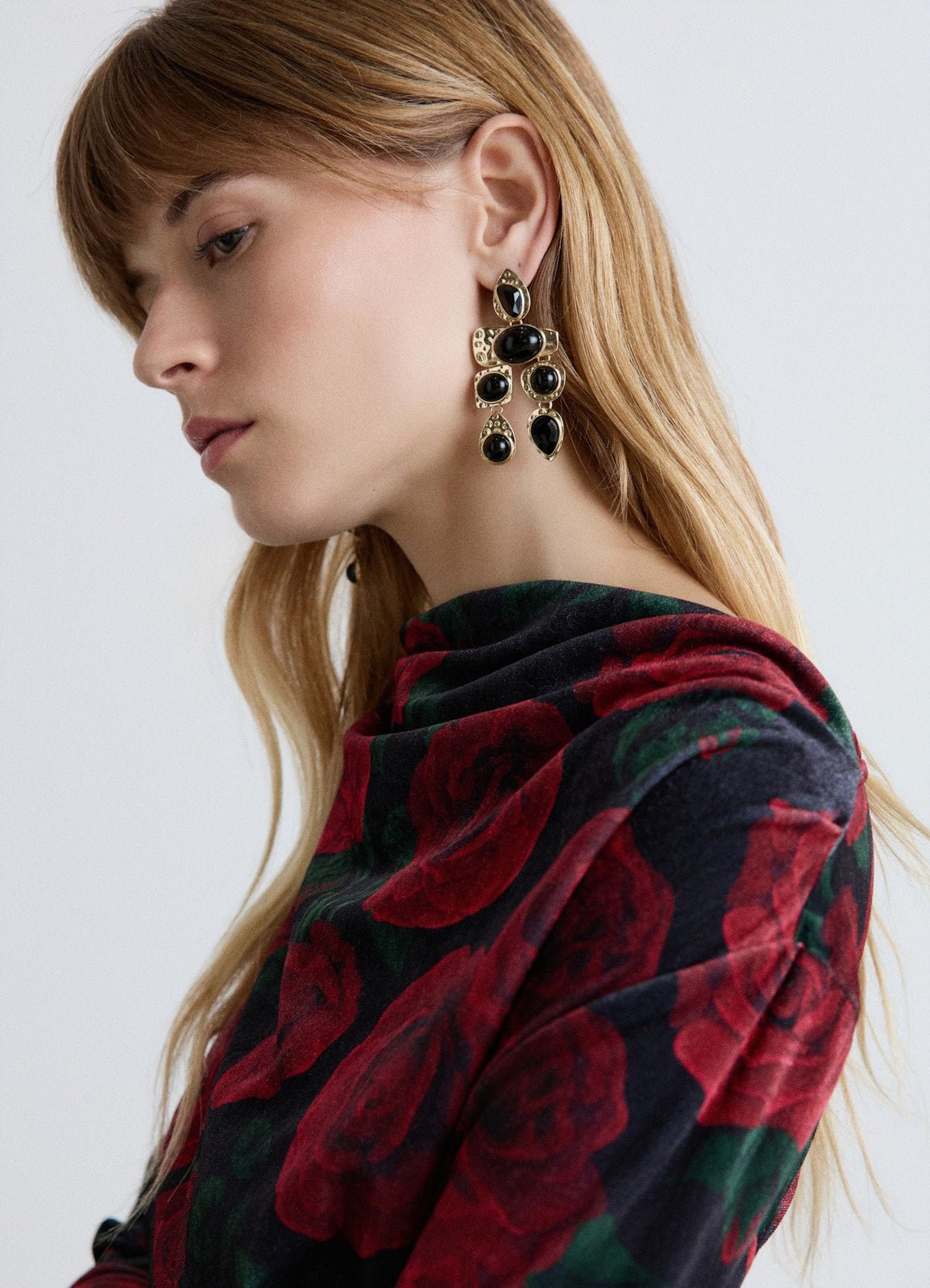 Boucles d'oreilles pendantes à pierres