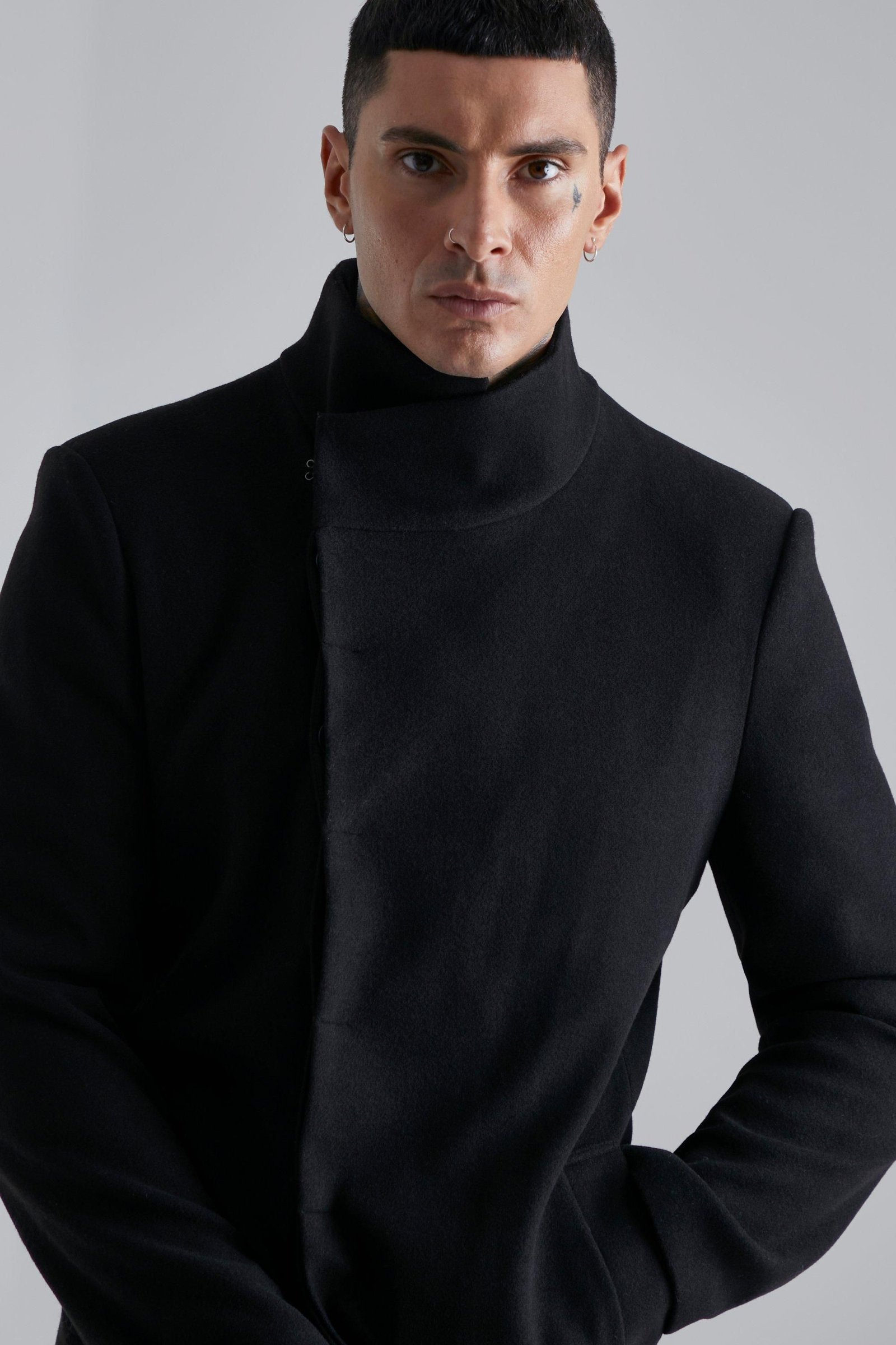 Manteau b look souf, col cheminée, k7el