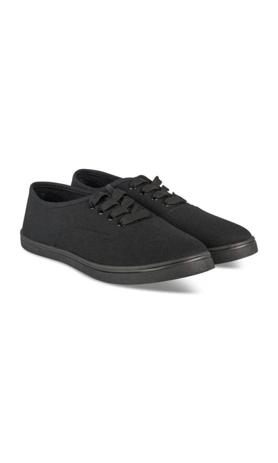 Black lace-up canvas plimsolls