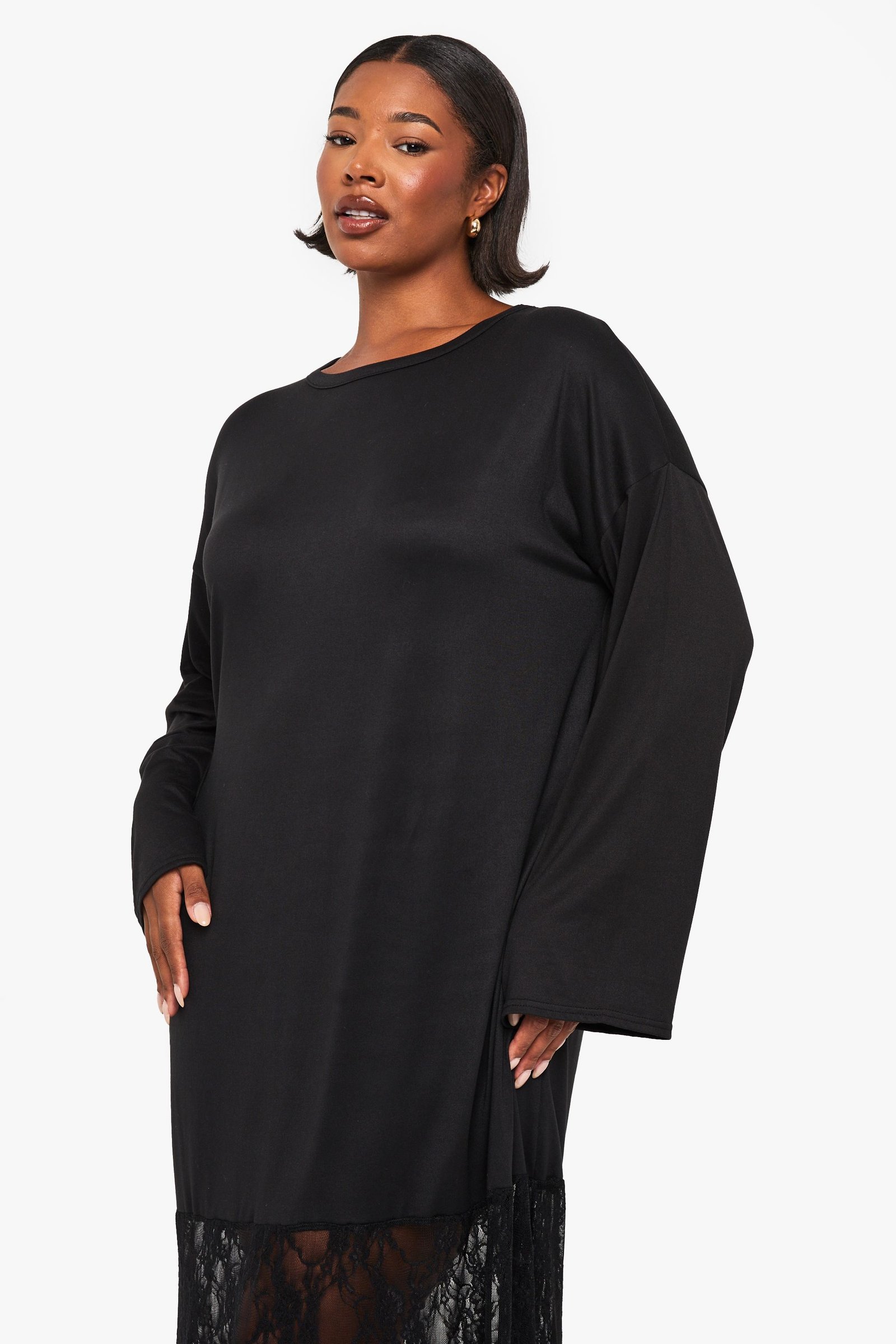 Robe t-shirt dentelle b kmam twal, taille kbira