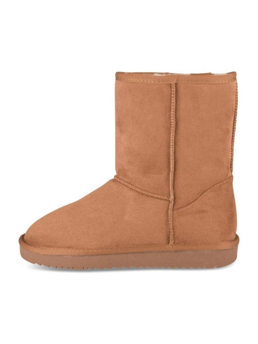 Boots fourrées en suédine camel