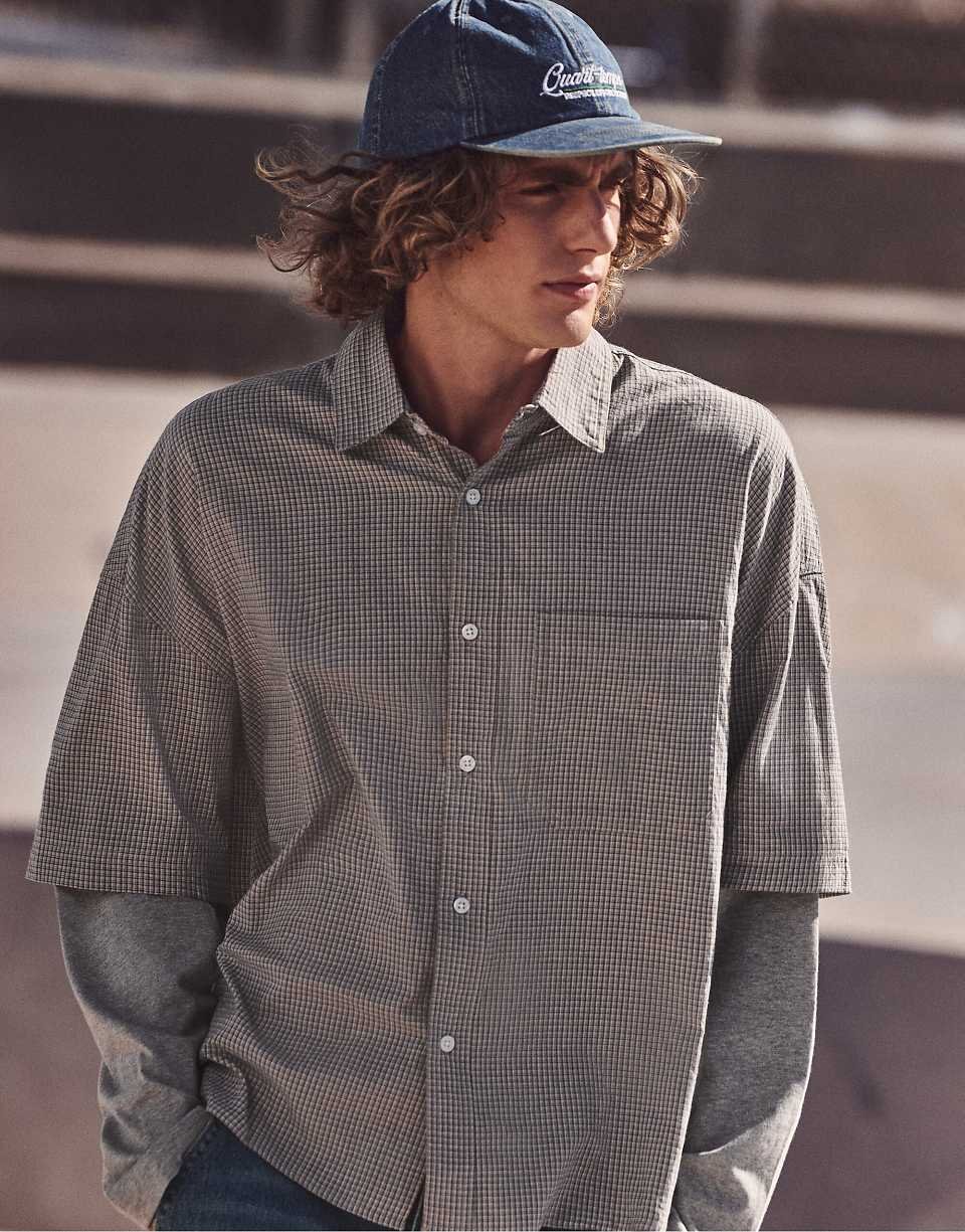 Chemise b double manchette carreaux - Byed w rmadi