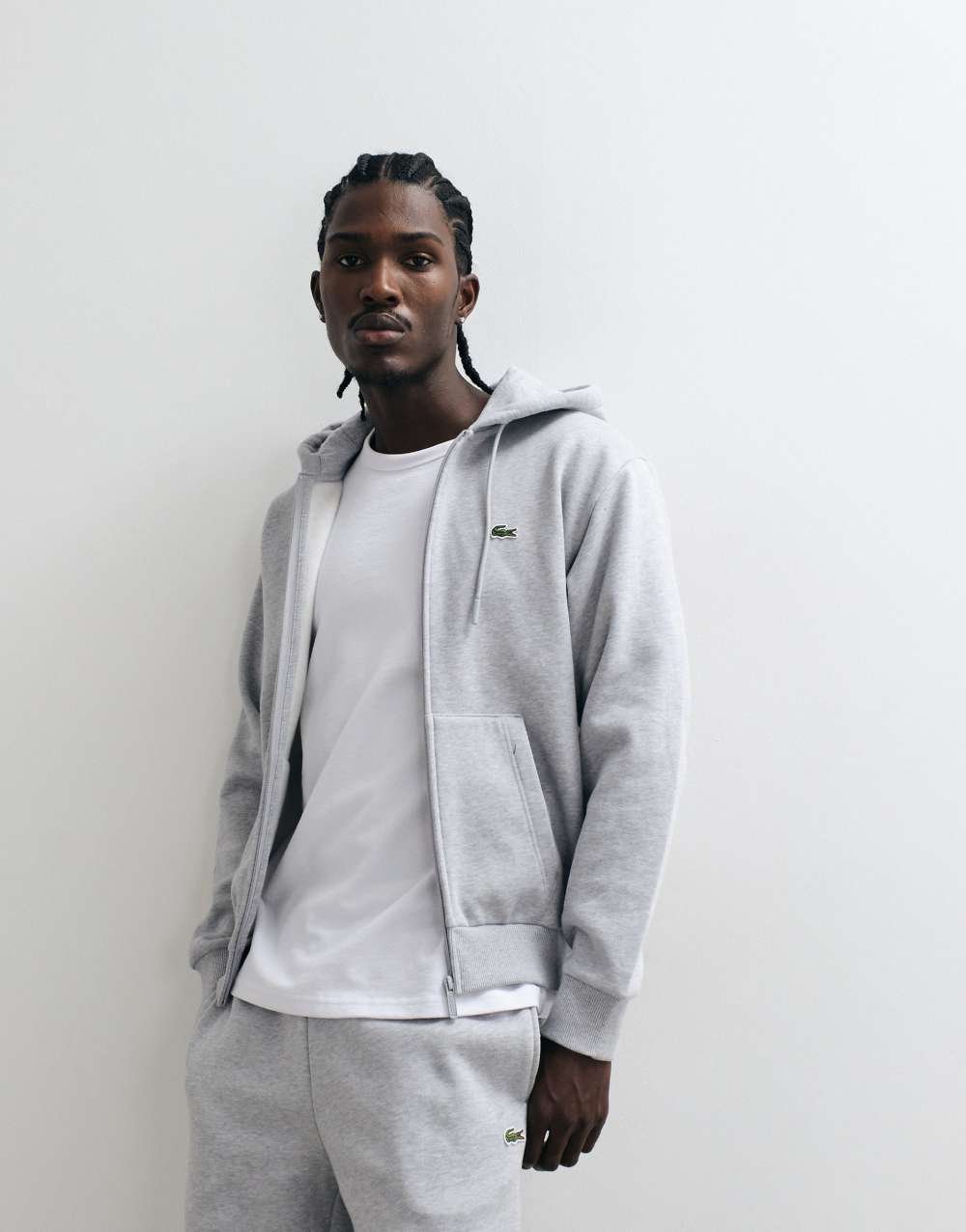 Zip-up logo hoodie in grey