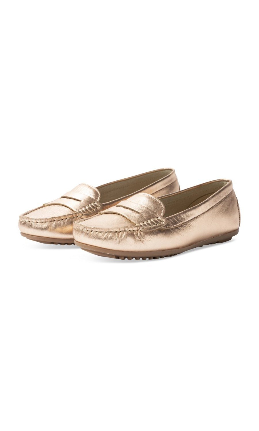 Mocassins métallisés à bride rose gold