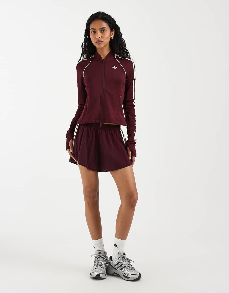Top de sport zippé - Bordeaux et crème