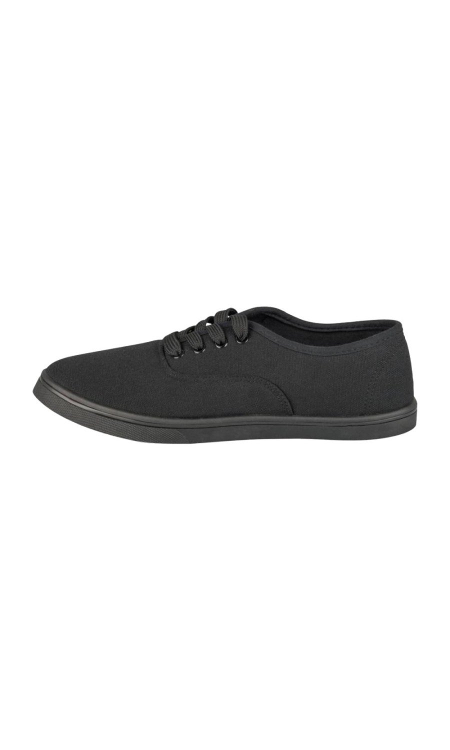 Black lace-up canvas plimsolls