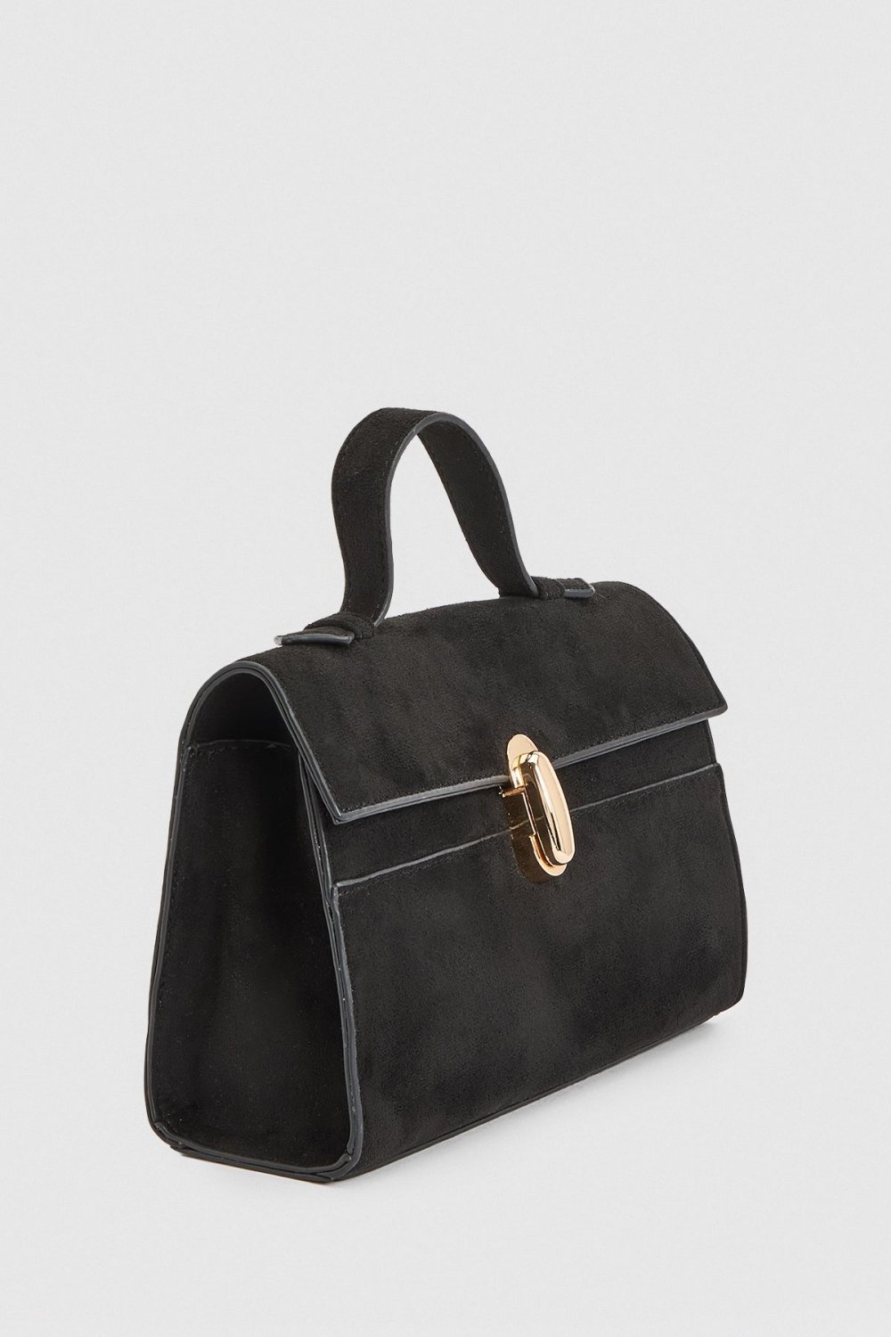 Sac à main à fermoir doré noir