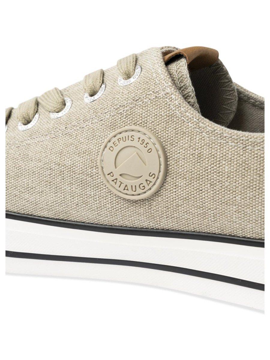 Khaki canvas sneakers with toe cap