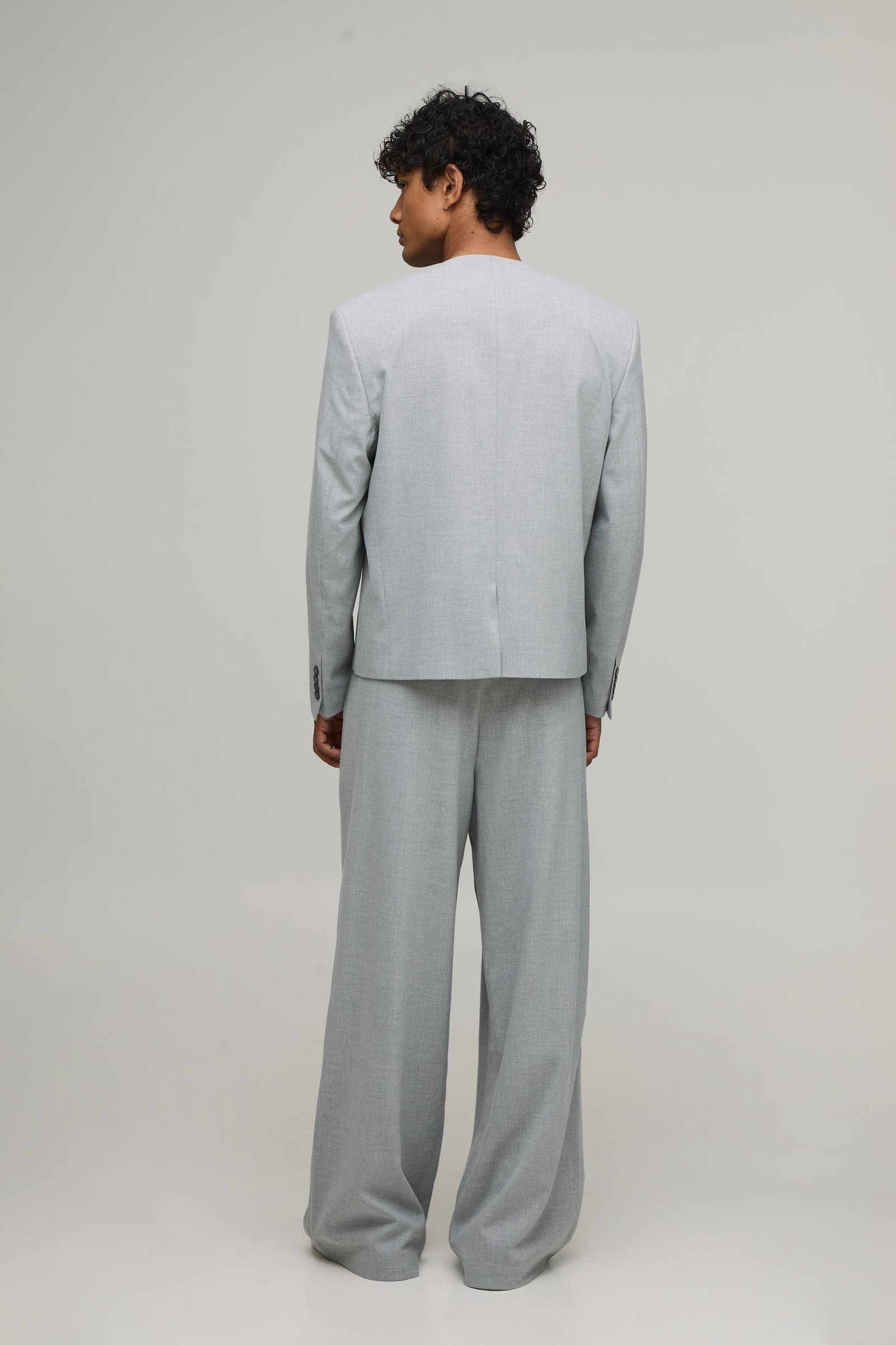 Pantalon De Costume Coupe Large À Double Pli Avec Ceinture