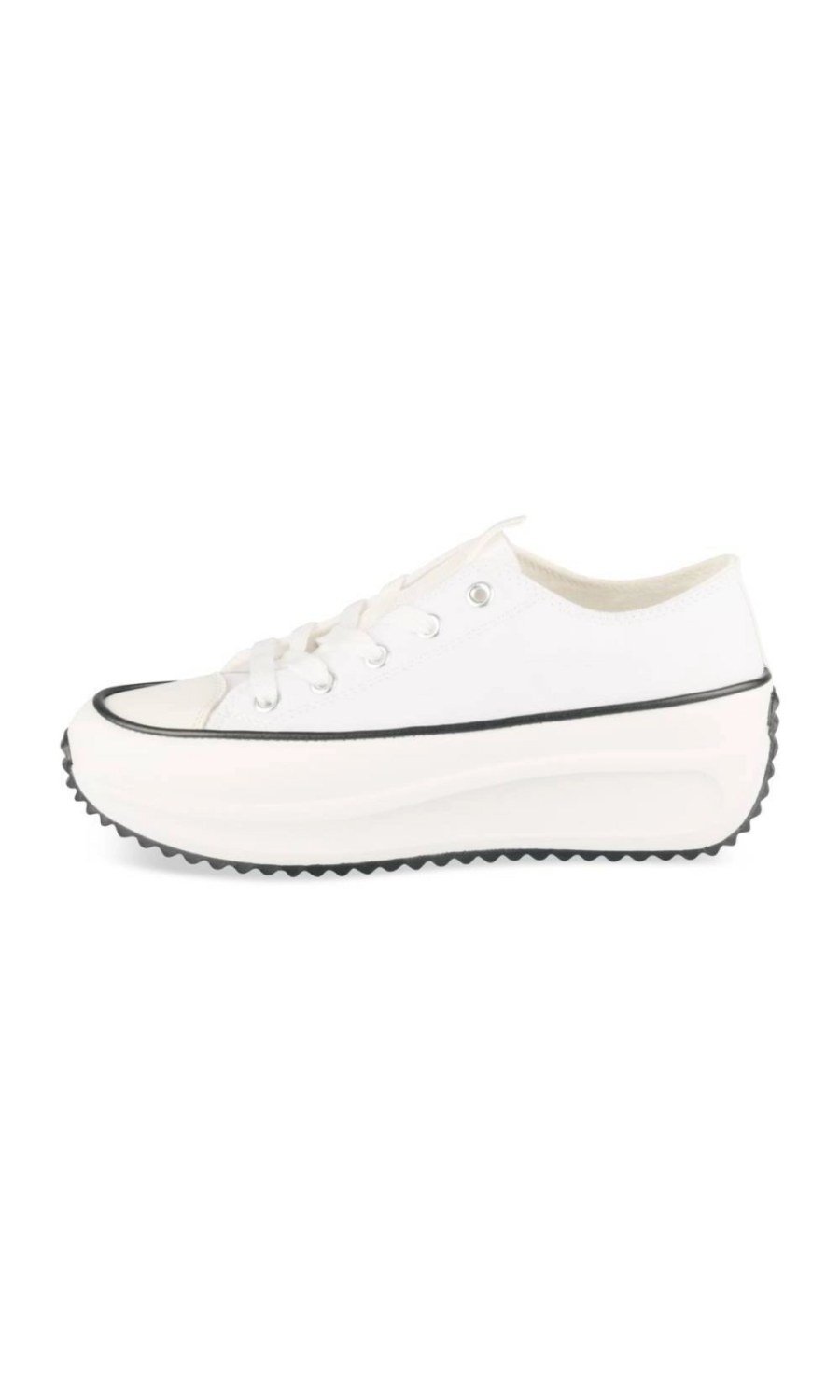 White canvas cleated platform sneakers