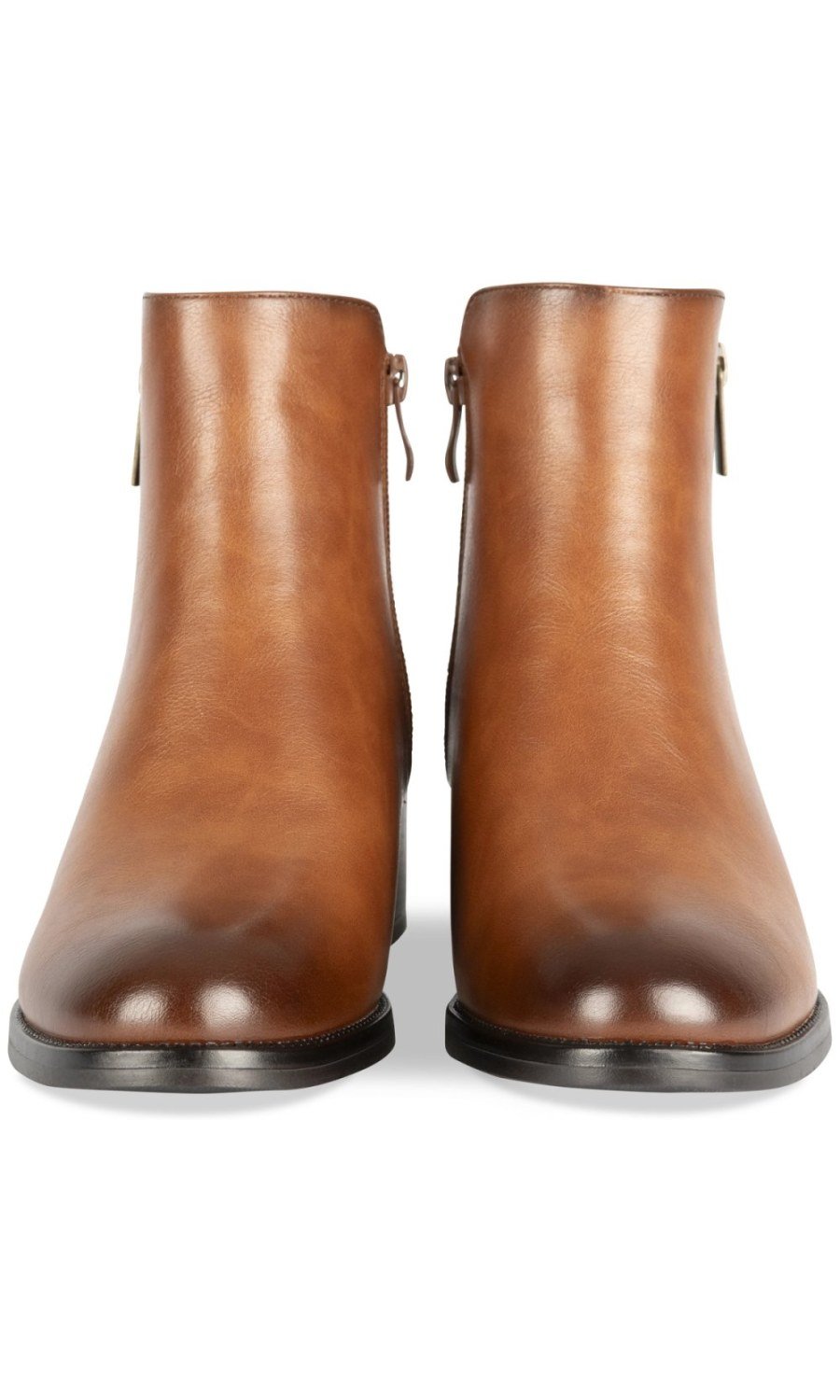 Cognac croc-effect block-heel ankle boots