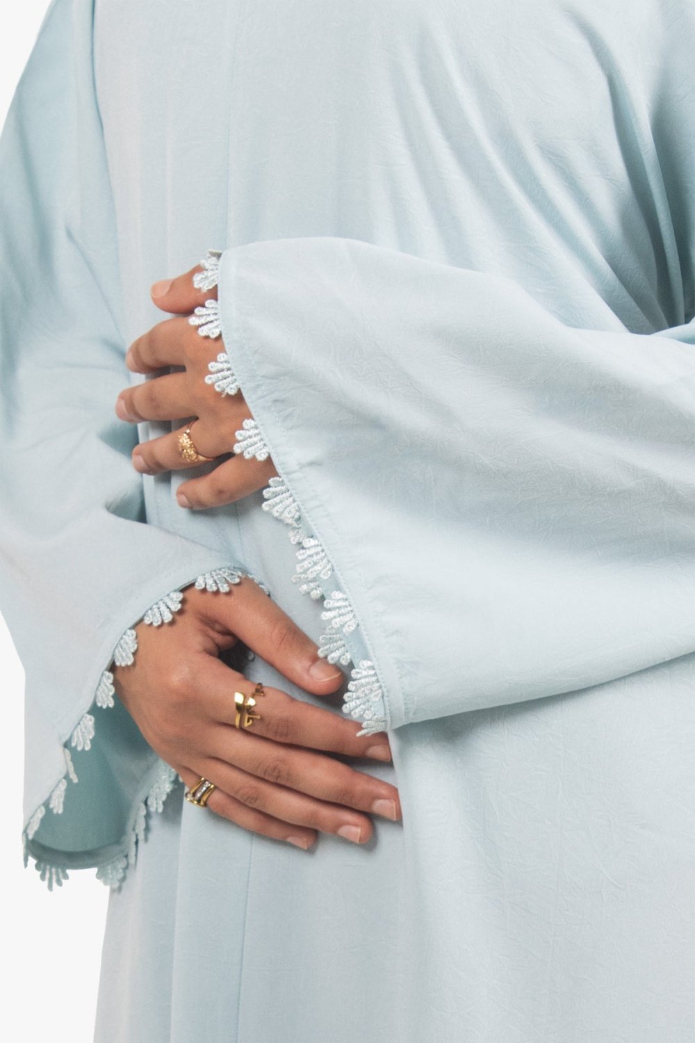 Abaya crêpe b dentelle f lkmam - Zre9 fate7