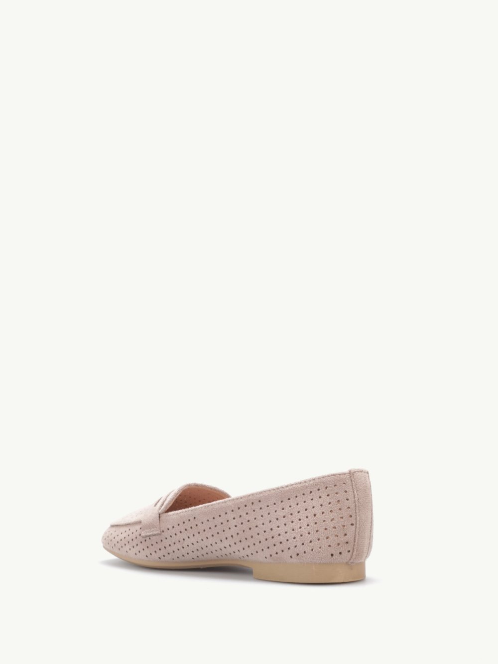 Taupe perforated suedette loafers