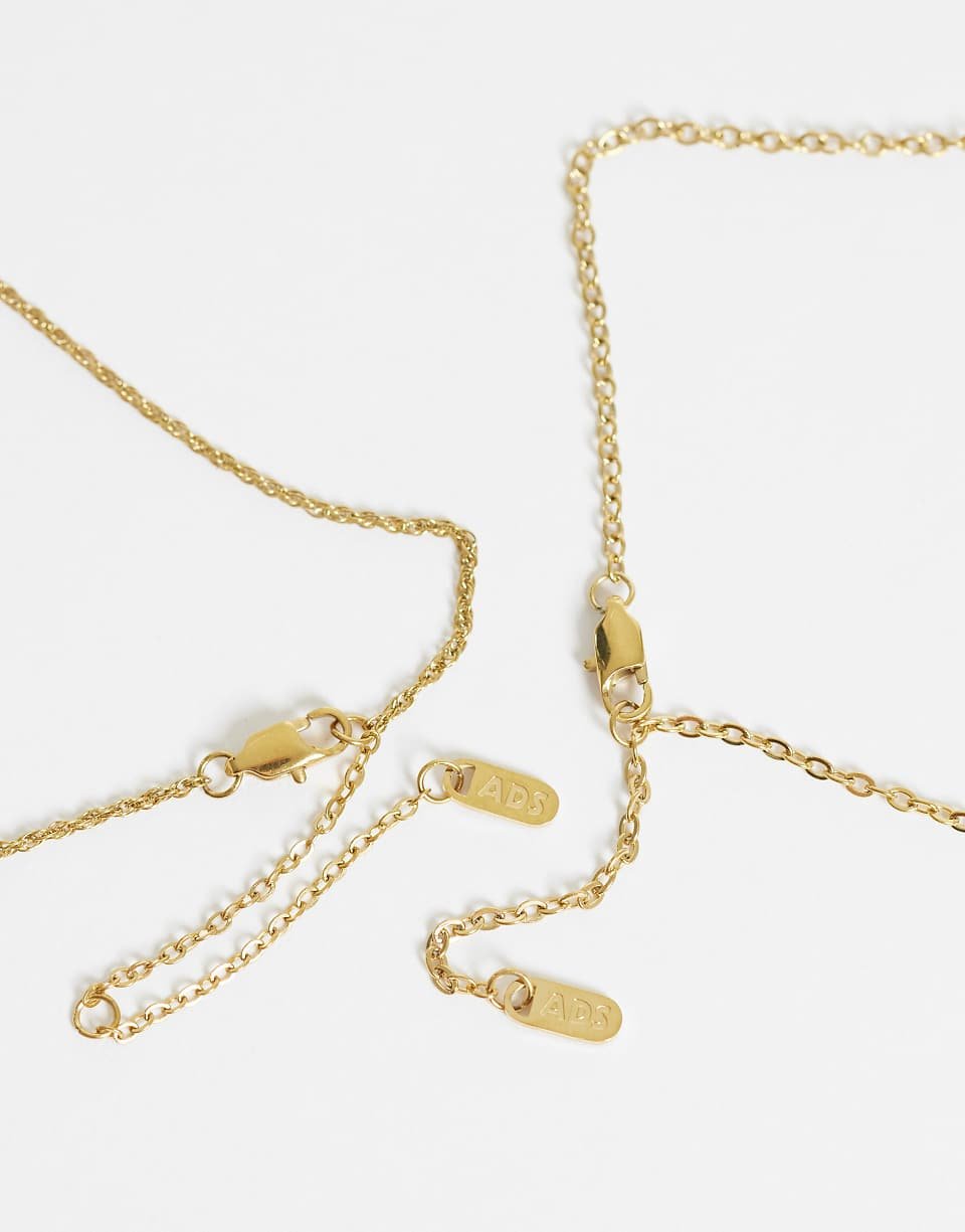 Collier pendentif soleil ovale à chaîne boule en acier inoxydable imperméable lot de 2 doré