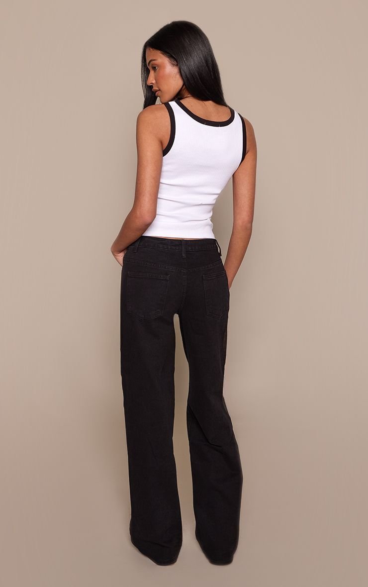 Black high-waisted wide leg jeans - Tall