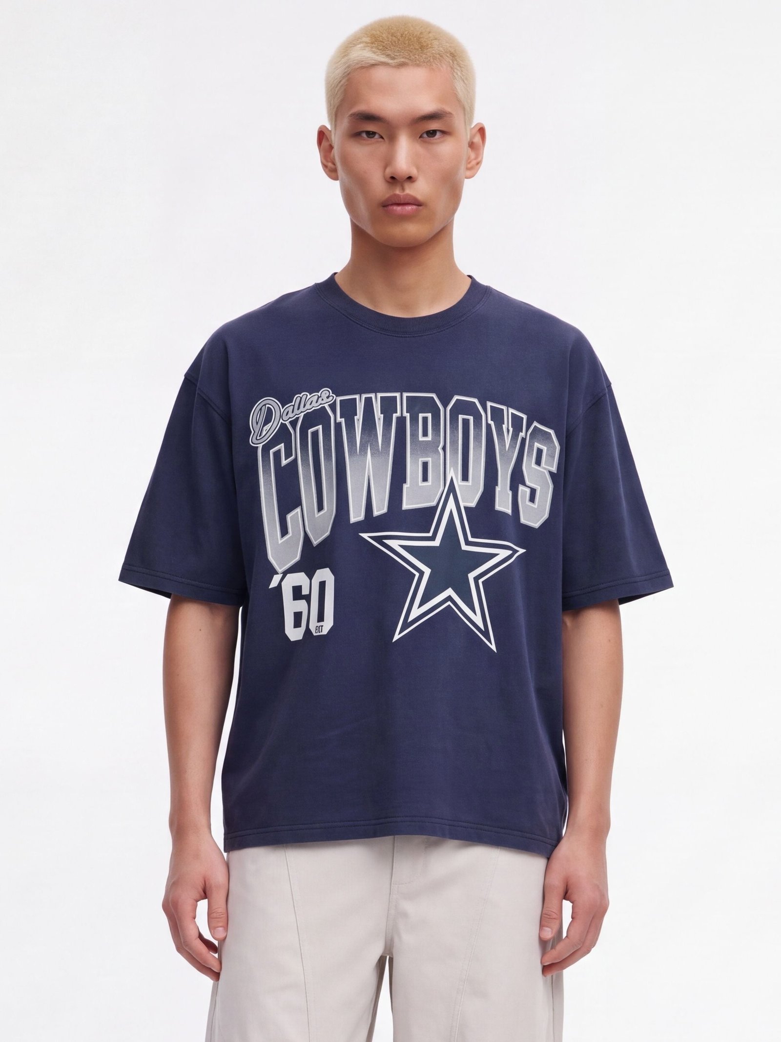 تيشيرت بوكسي سميك بطابع عتيق Cowboys