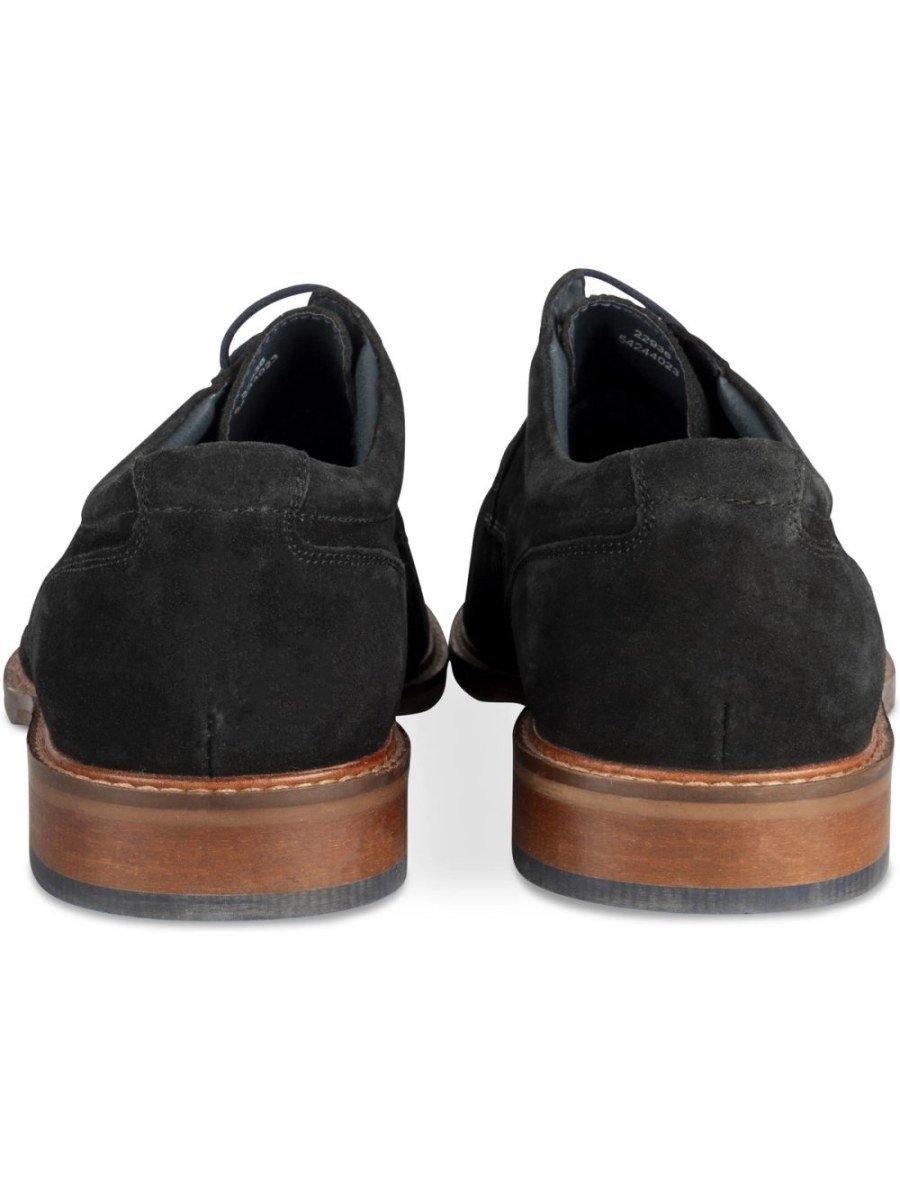 Derbies aspect suédine semelle camel noirs
