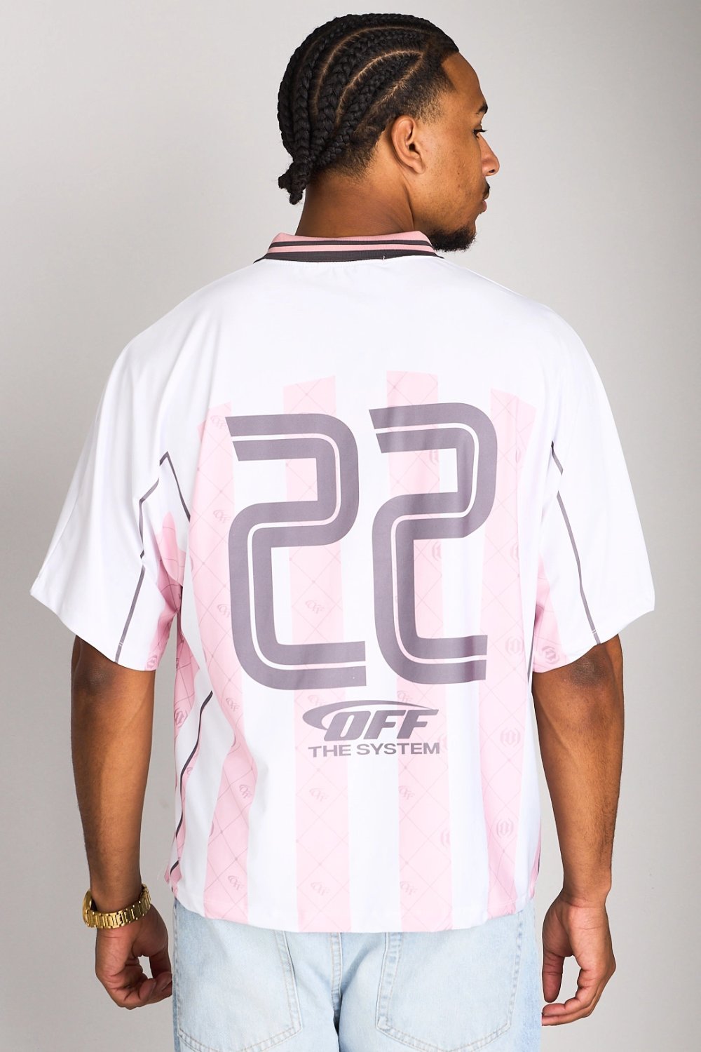 T-shirt col V b écusson byed w rose clair