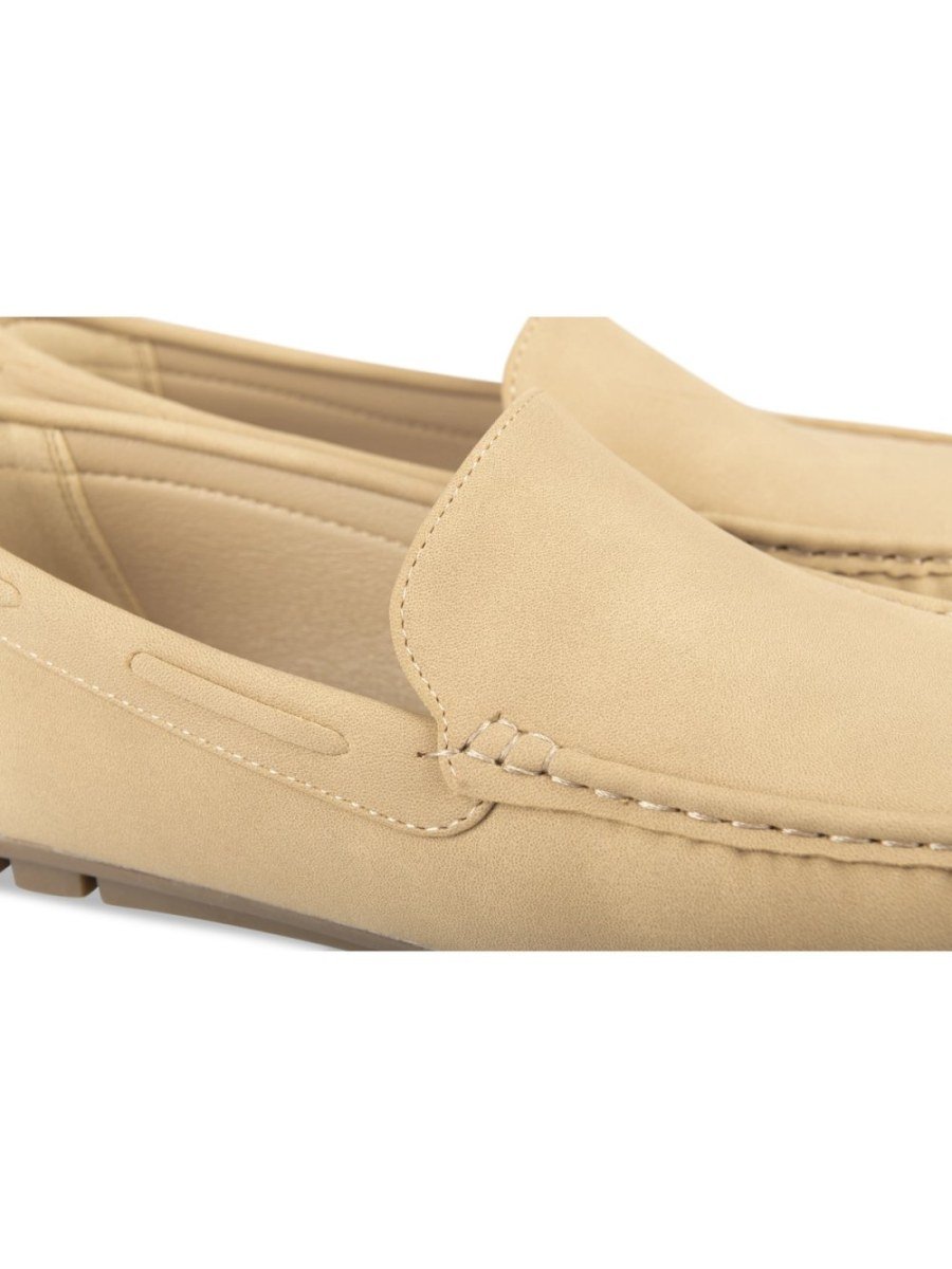 Beige suede-effect driving loafers