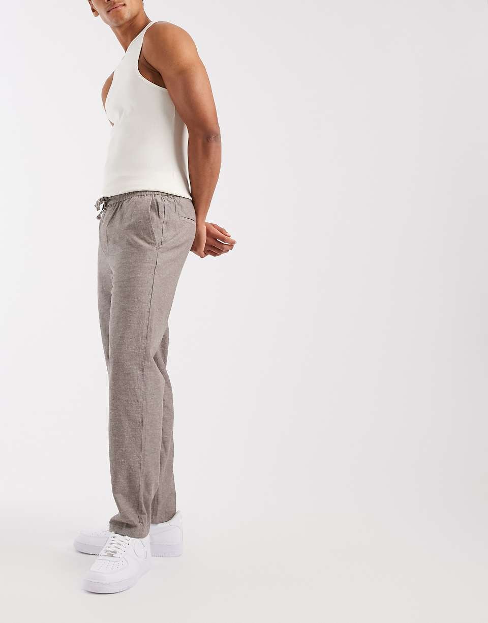 Relaxed linen blend trousers - Grey