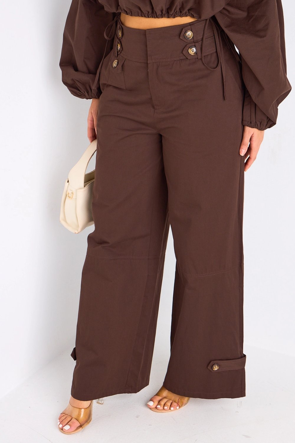 Ensemble chemise mzayra w pantalon qahwi