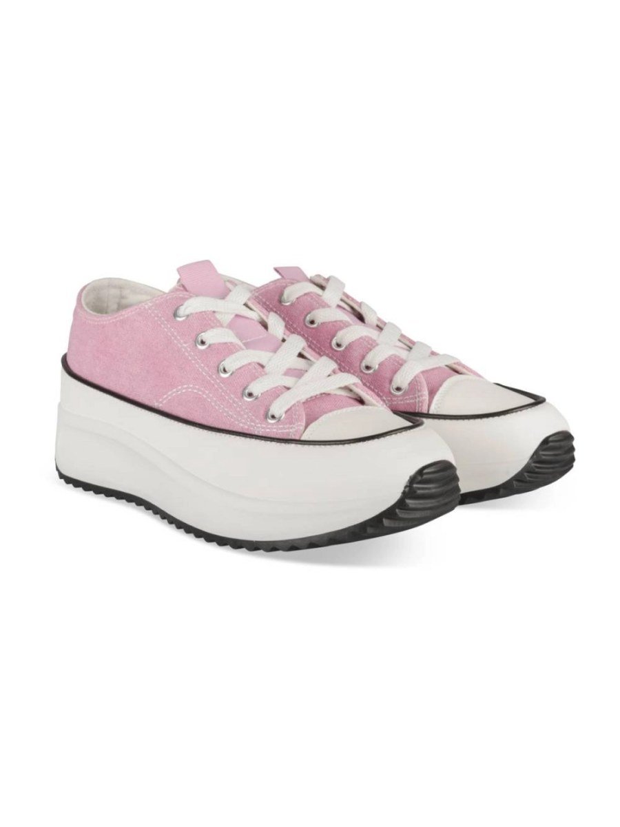 Purple canvas cleated platform sneakers