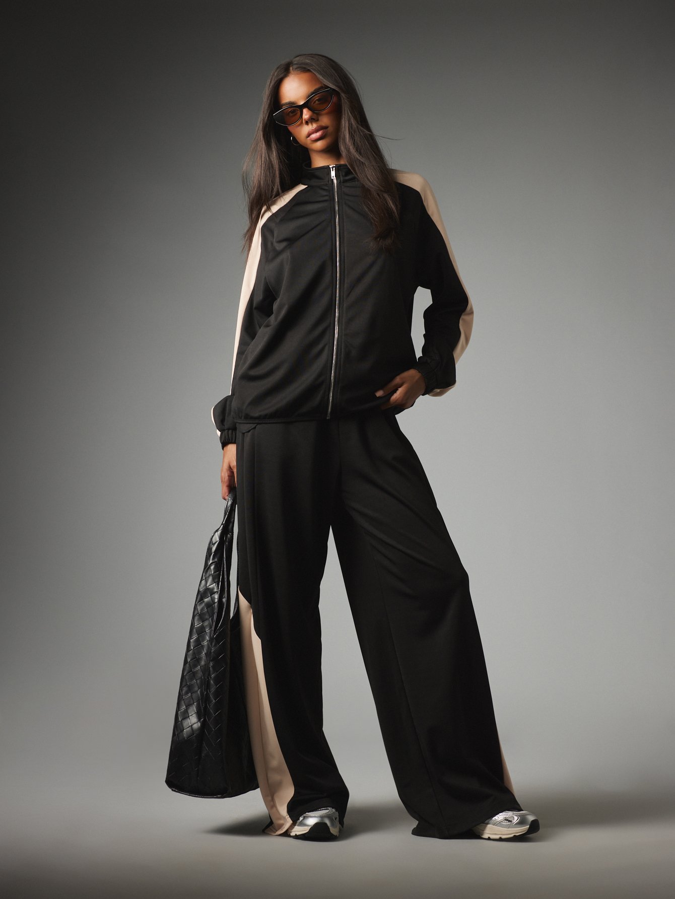 Ensemble De Survêtement Color Block Et Pantalon Large