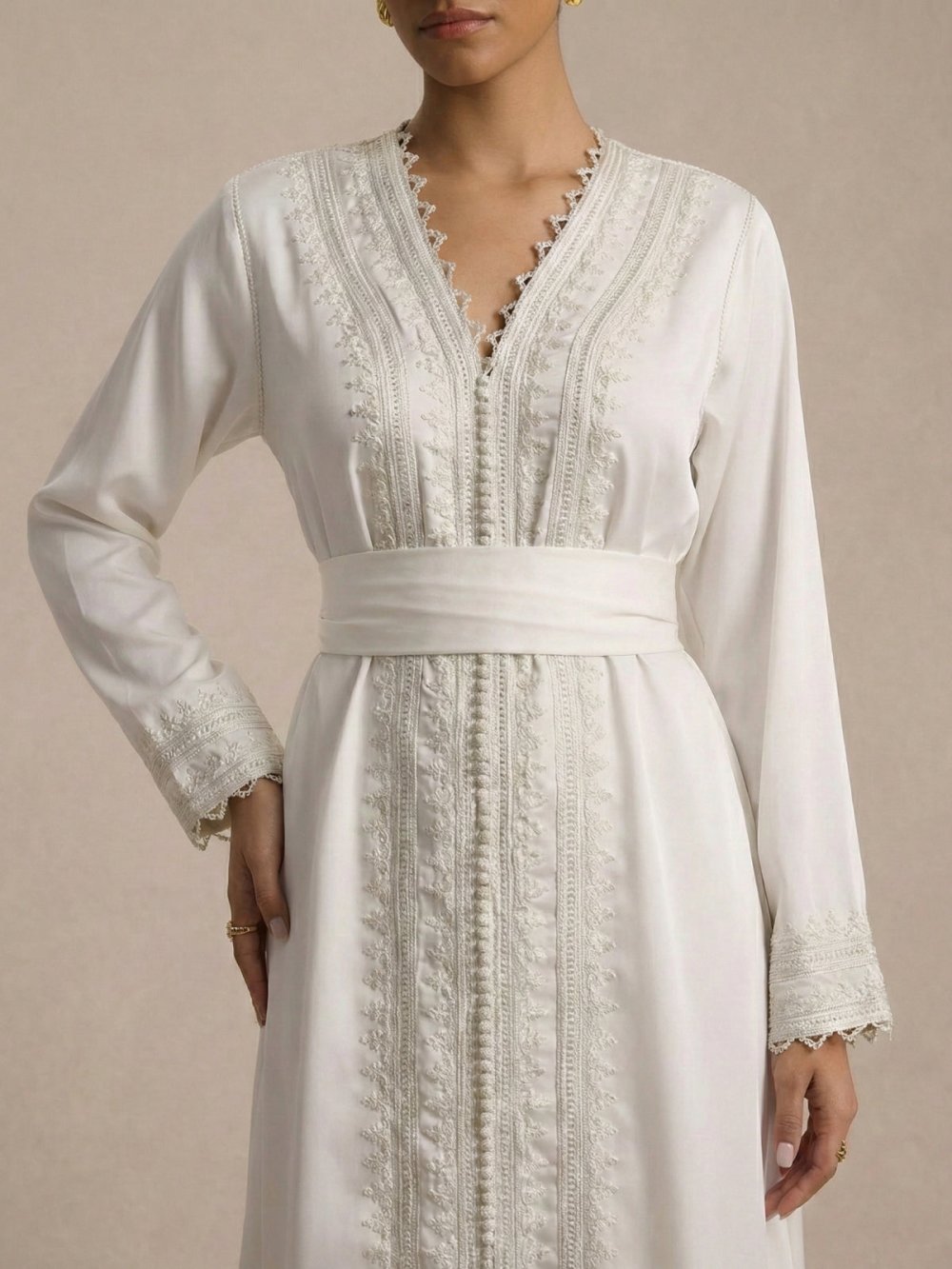 Caftan moderne f crêpe de soie byed
