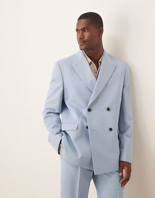 Veste de costume décontracté à double boutonnage - Bleu