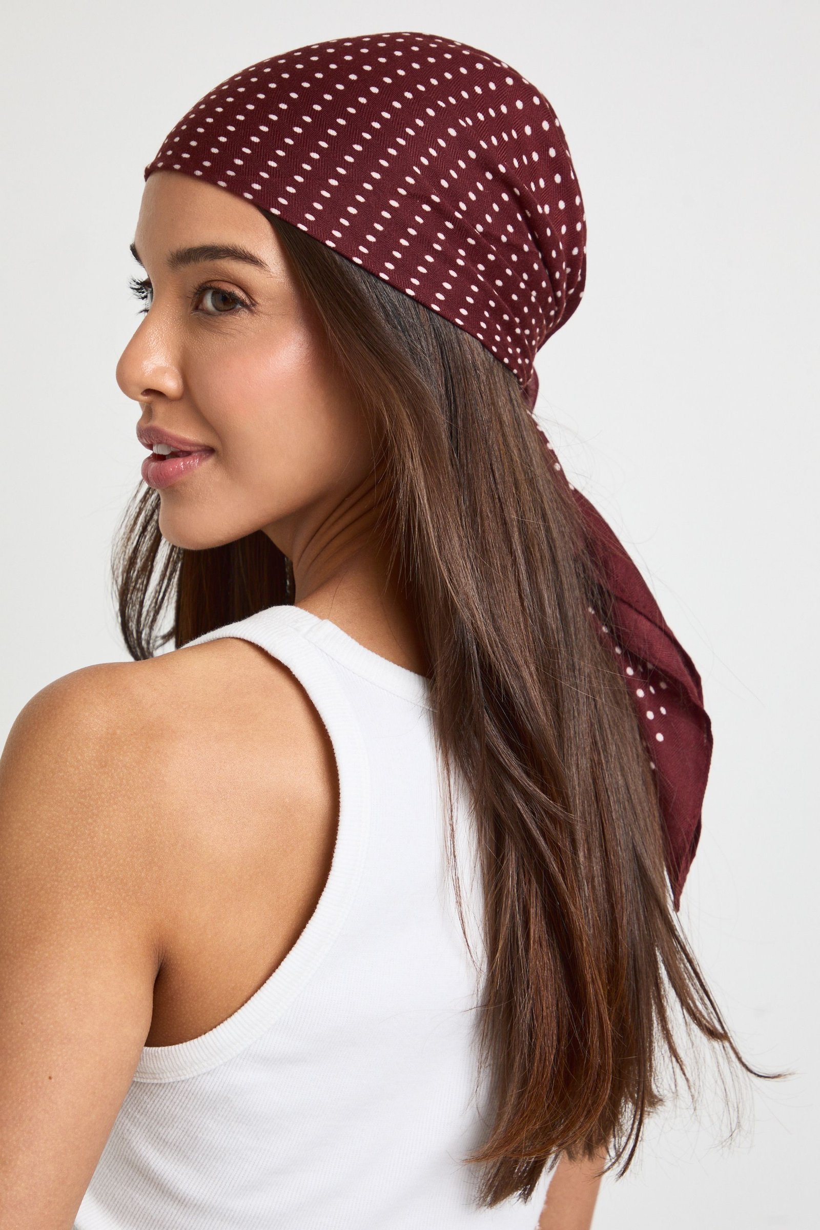 Foulard à cheveux à pois - Bordeaux