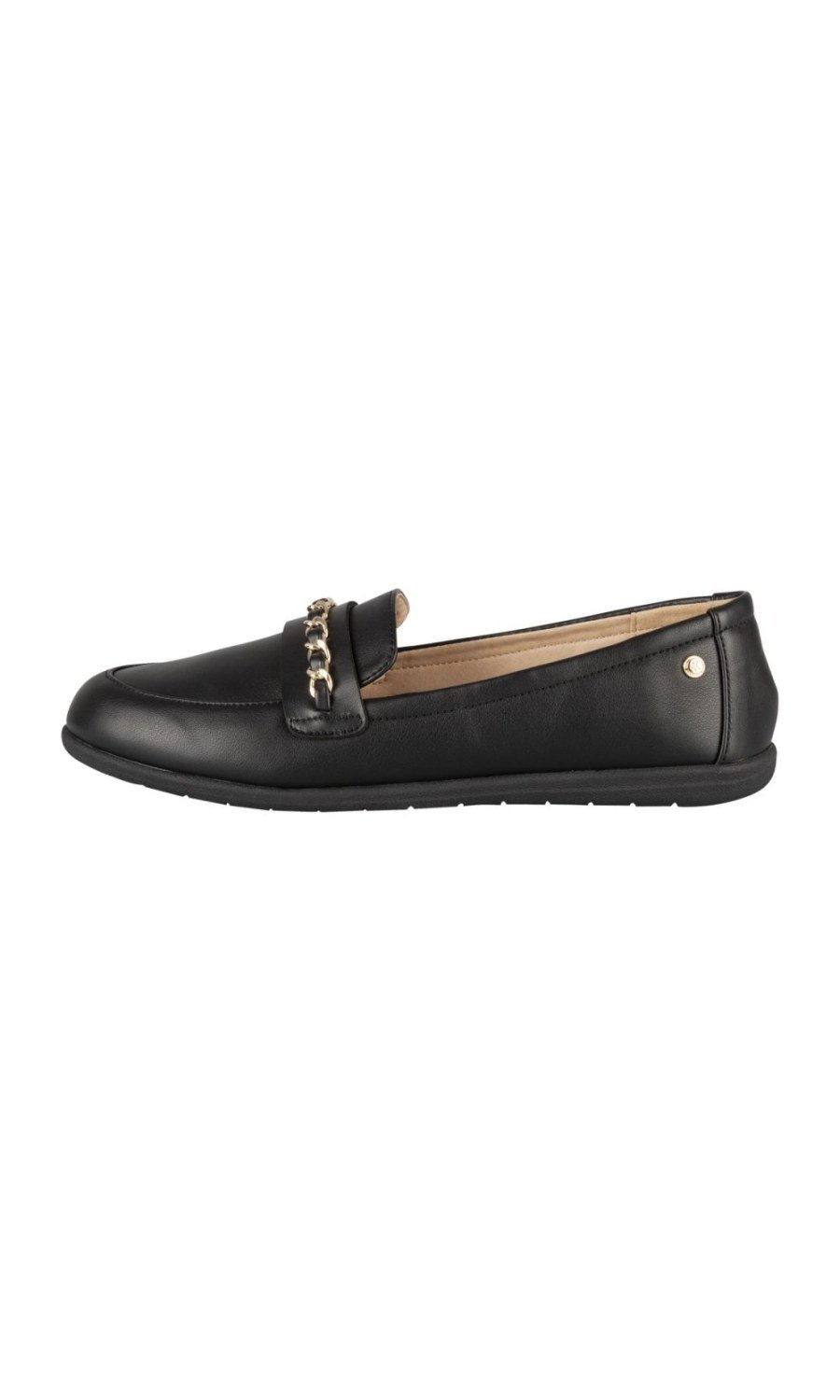 Mocassins à chaîne dorée noirs