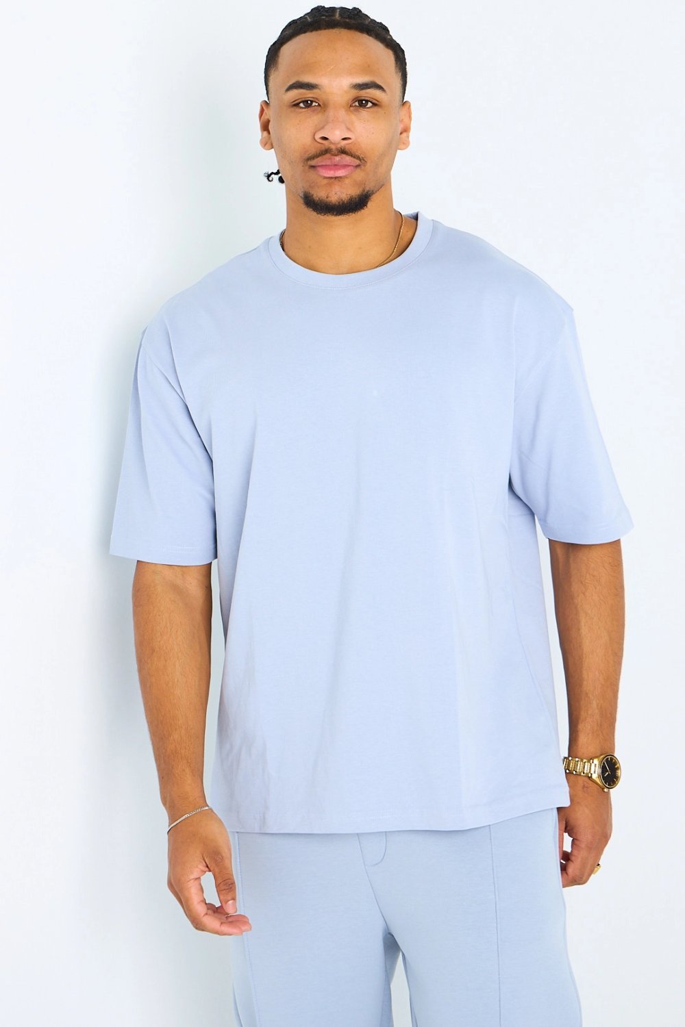T-shirt fluide col rond gris bleuté