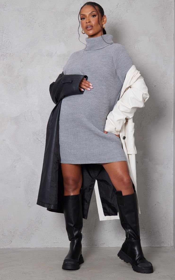 Oversized high neck jumper dress - Maternity