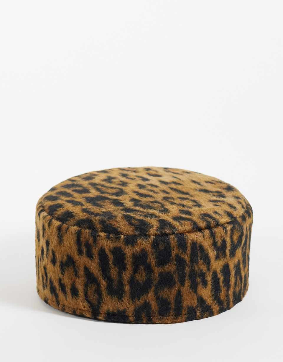 Chapeau pillbox imprimé léopard