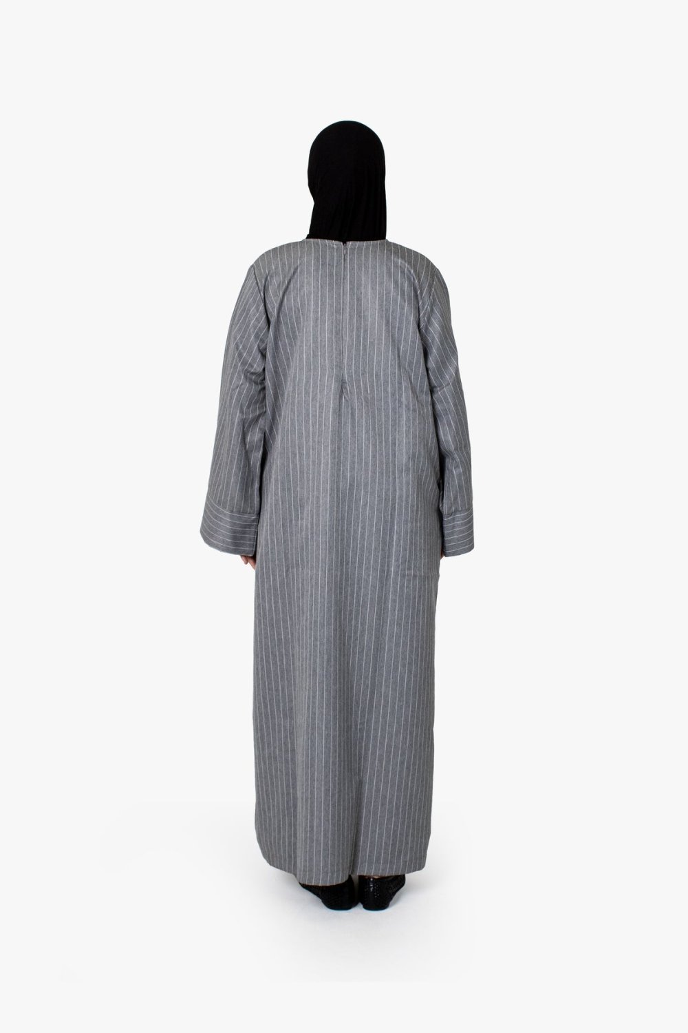 Striped kimono abaya - Grey
