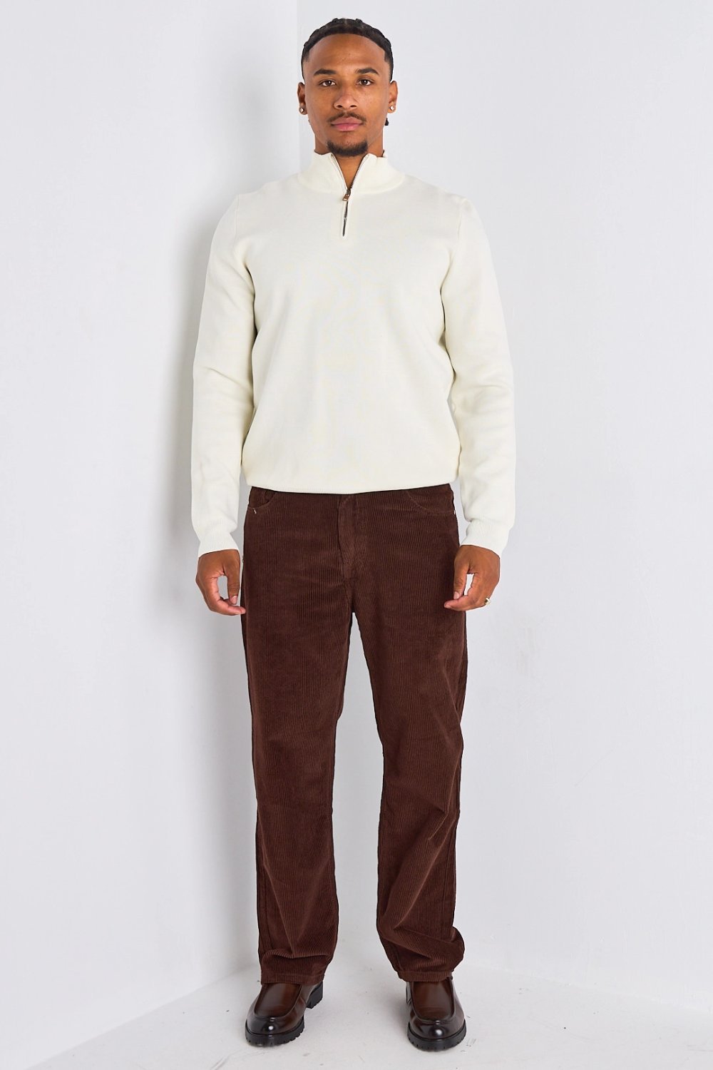 Gilet demi-zip à col montant blanc