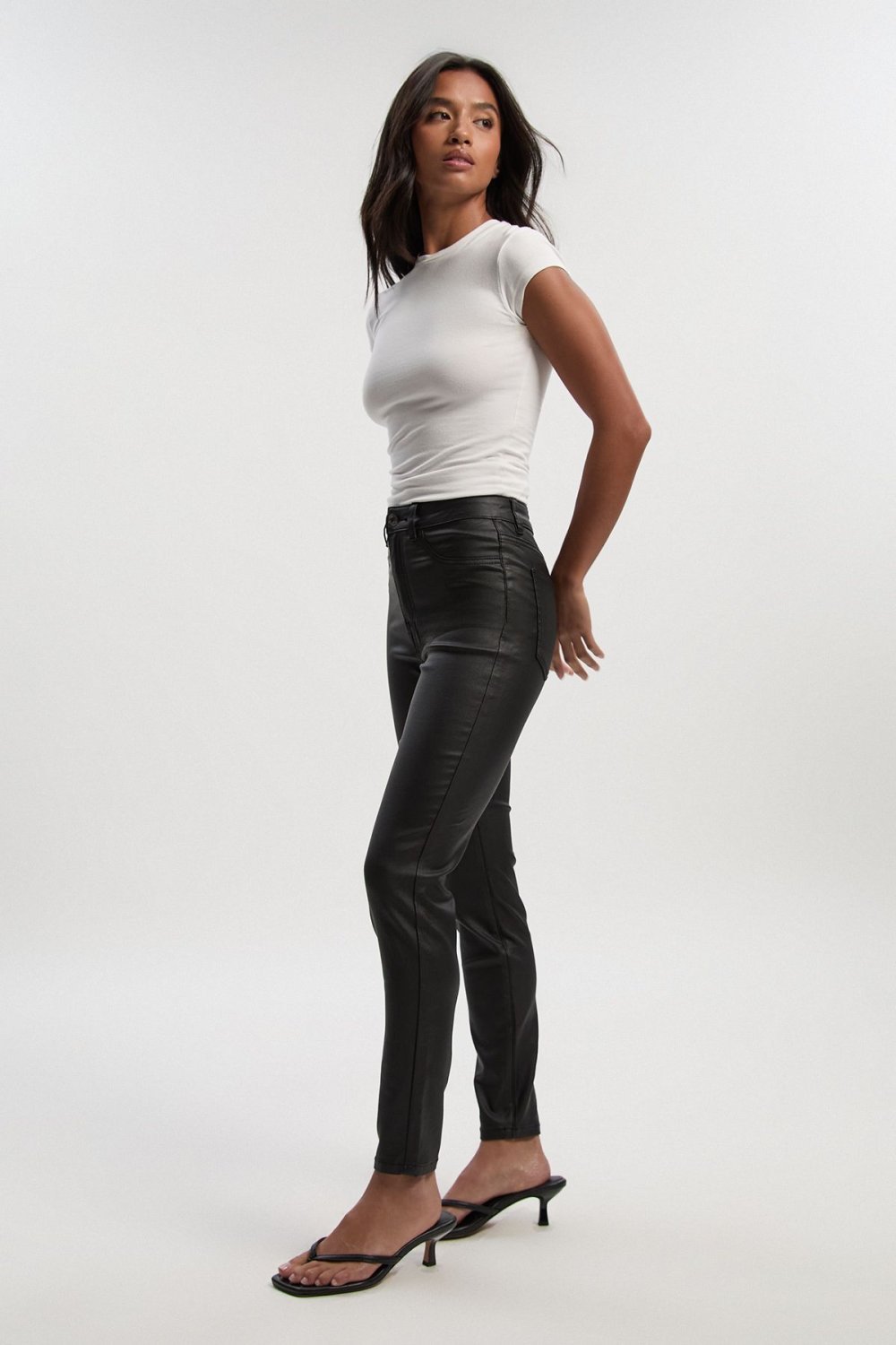 Jean skinny taille haute enduit - Petite