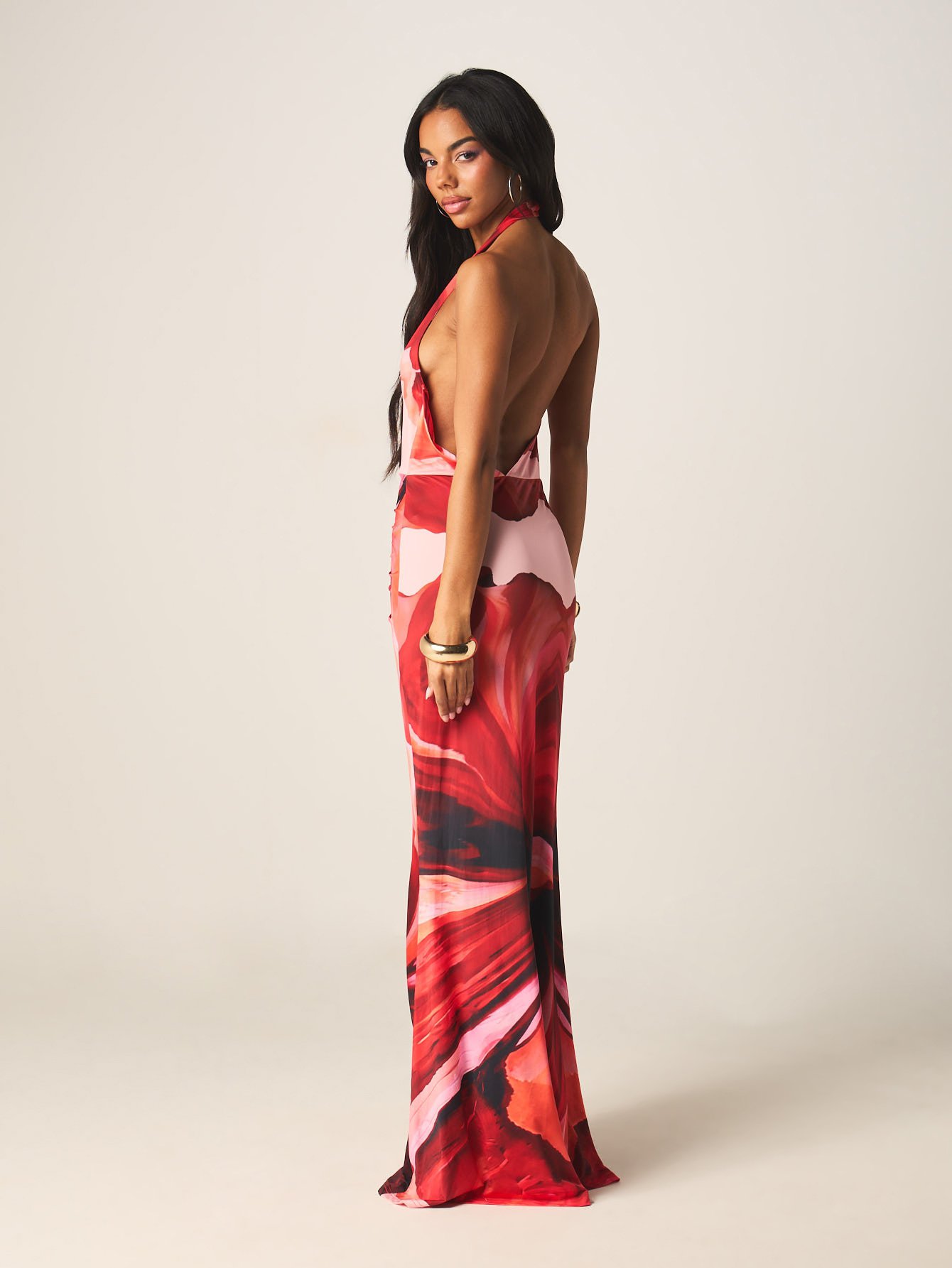 Robe twila fluide imprimée col licou b fyouka l9oddam