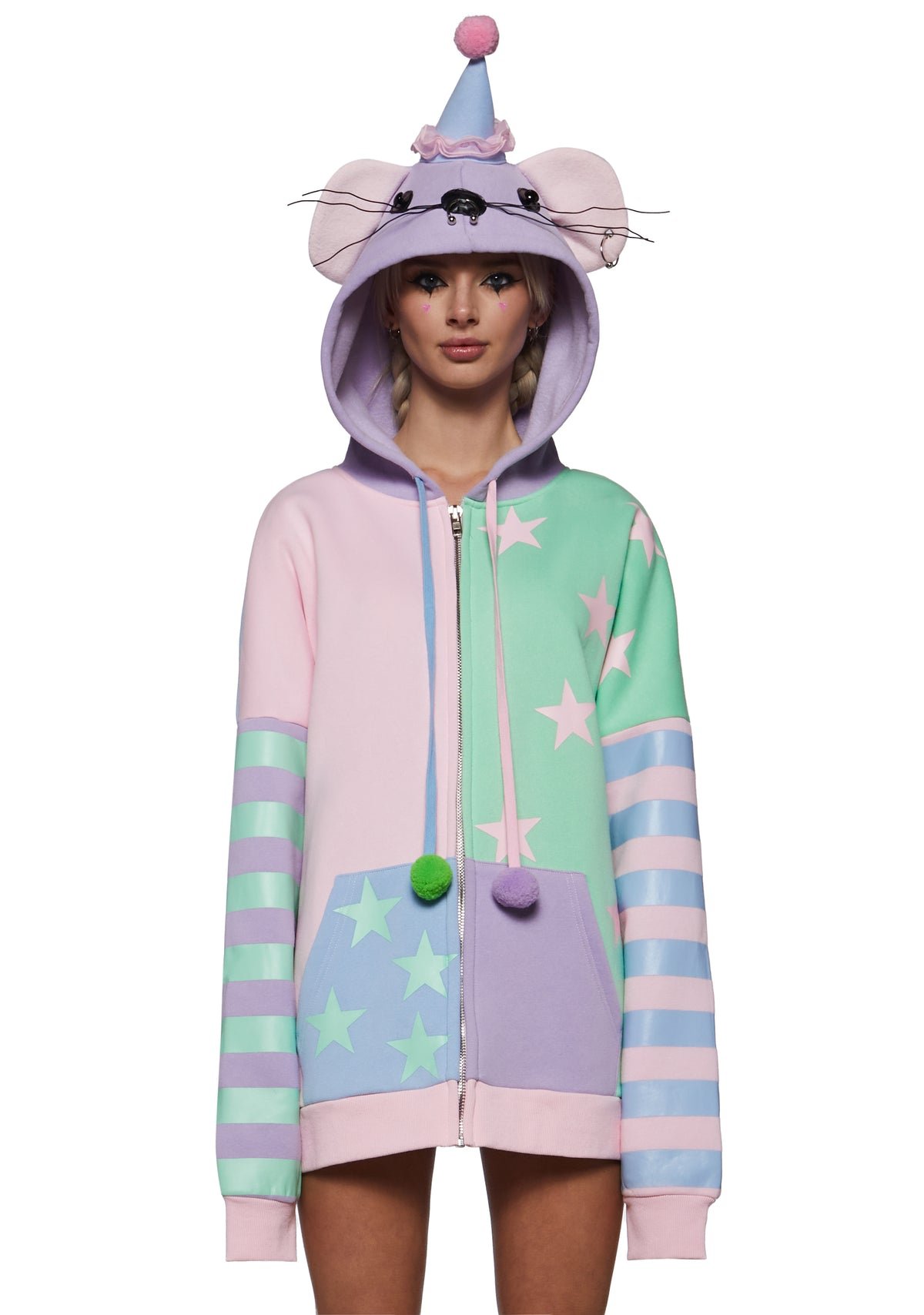 Sweat à capuche clown pastel en polaire