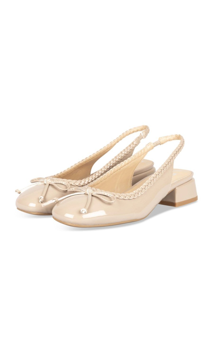 Slingbacks vernis à nœud beiges