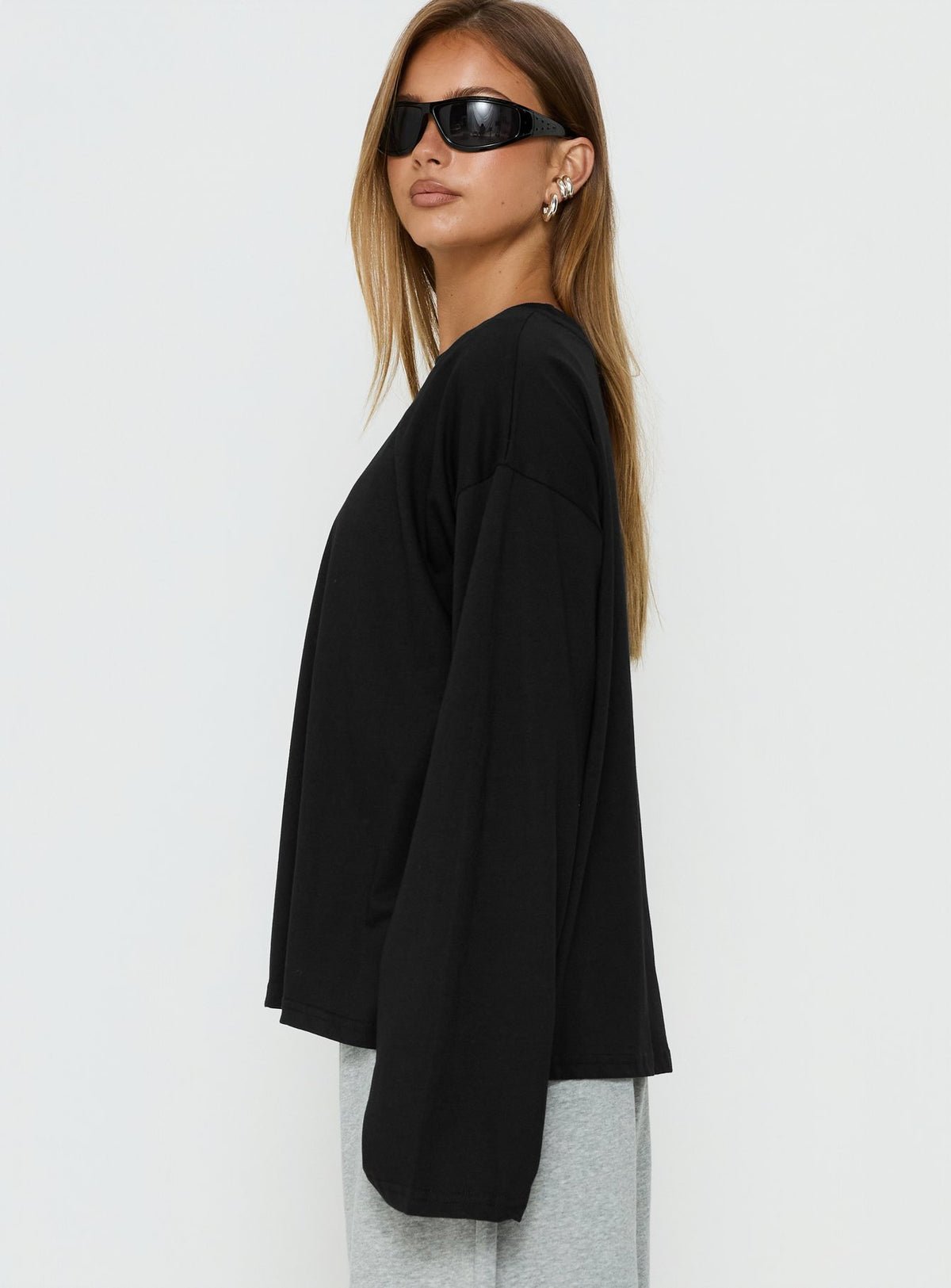 Top oversize en coton à manches longues