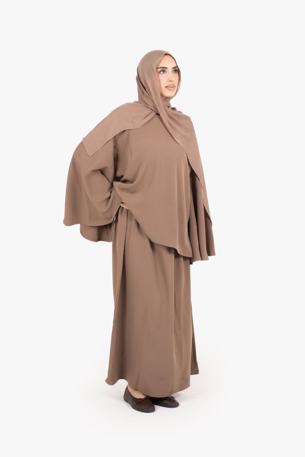Elasticated crepe maxi skirt - Taupe